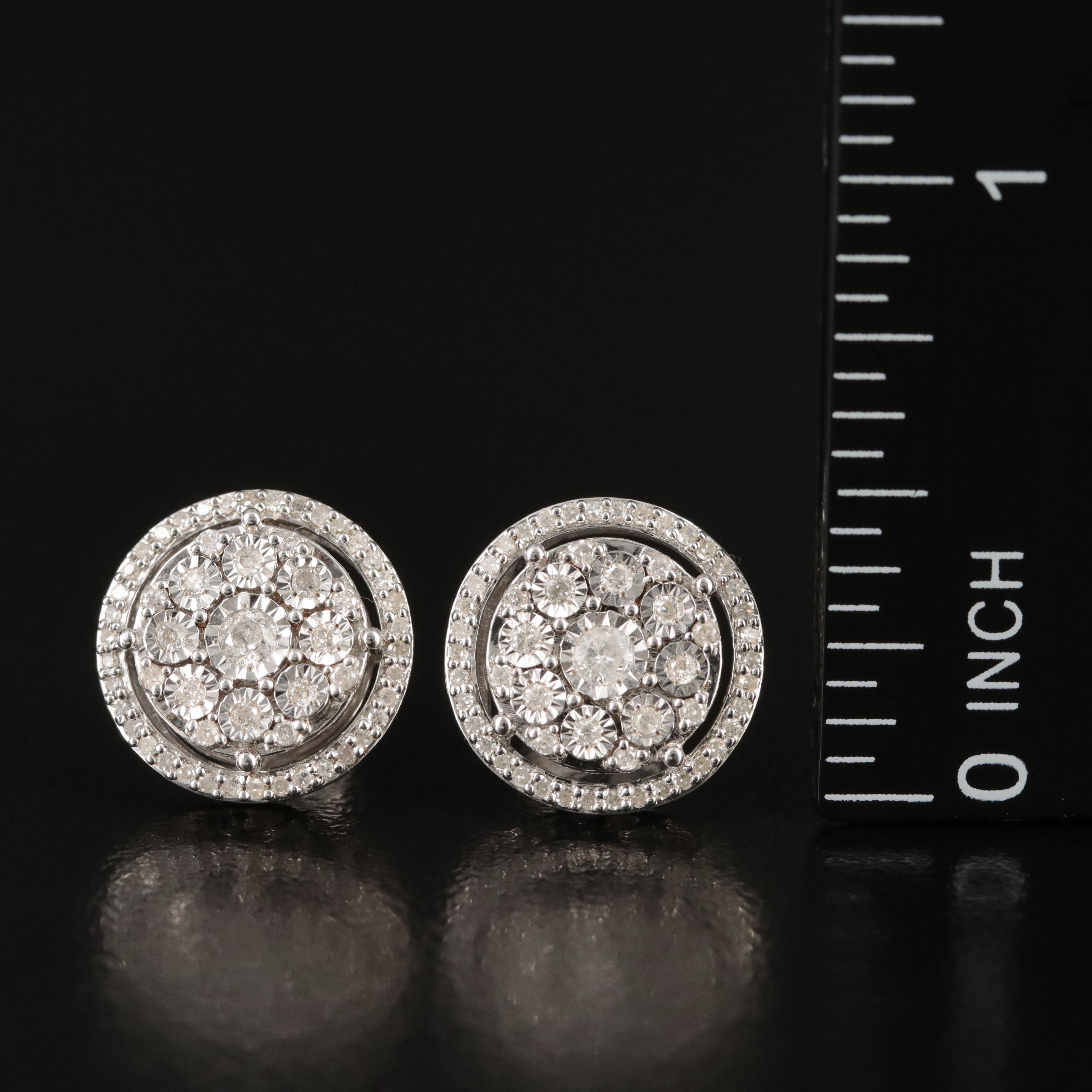 Sterling Diamond Stud Earrings