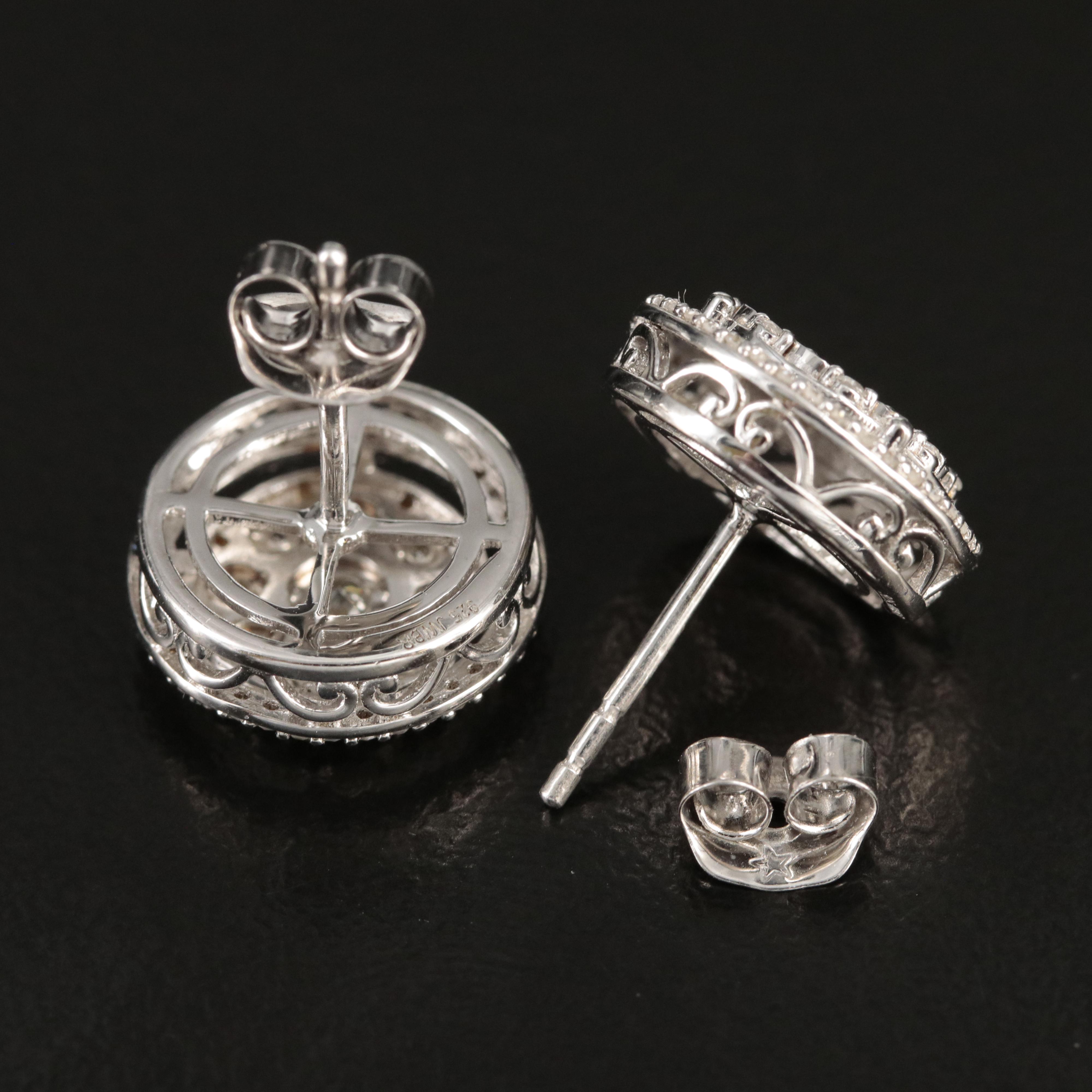 Sterling Diamond Stud Earrings