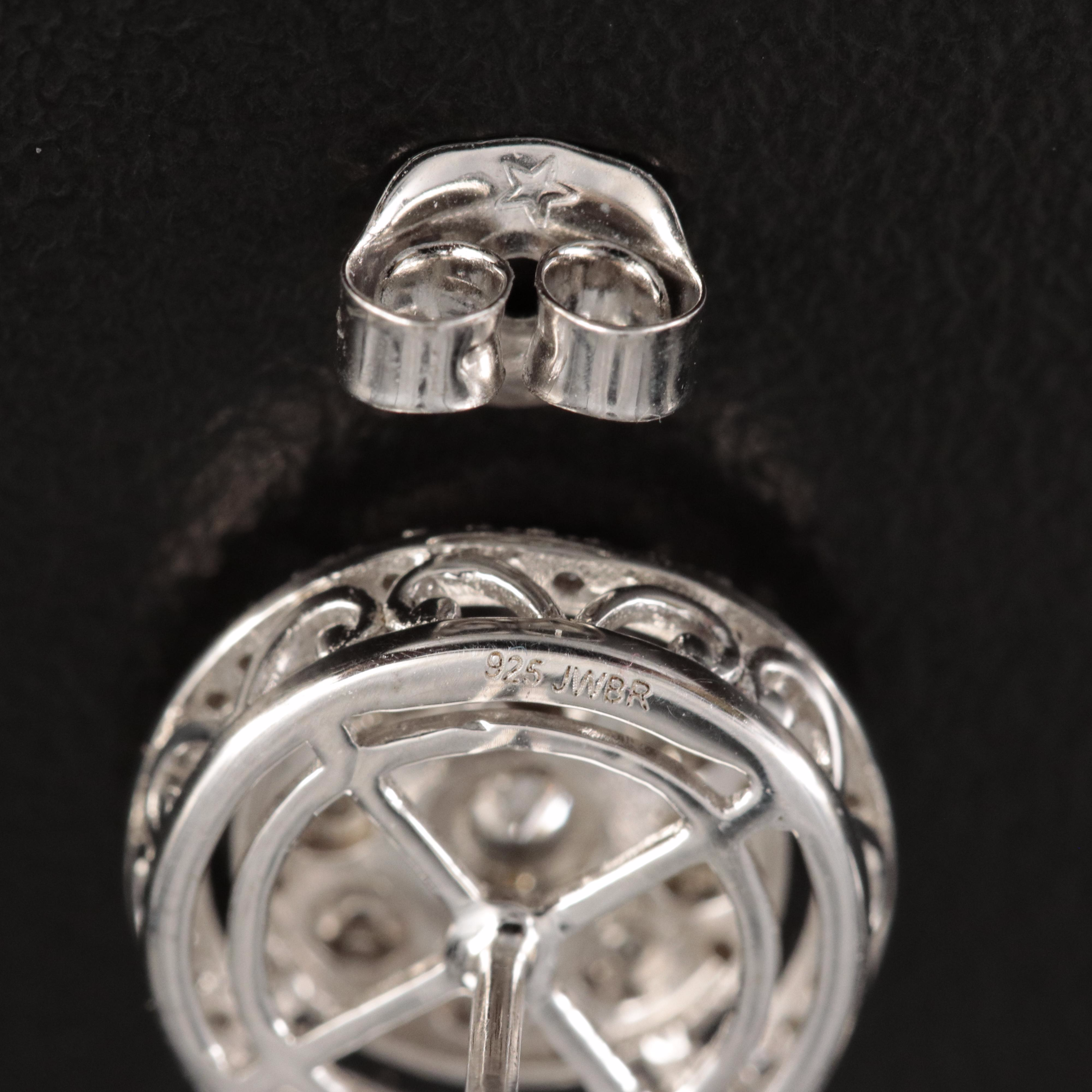 Sterling Diamond Stud Earrings