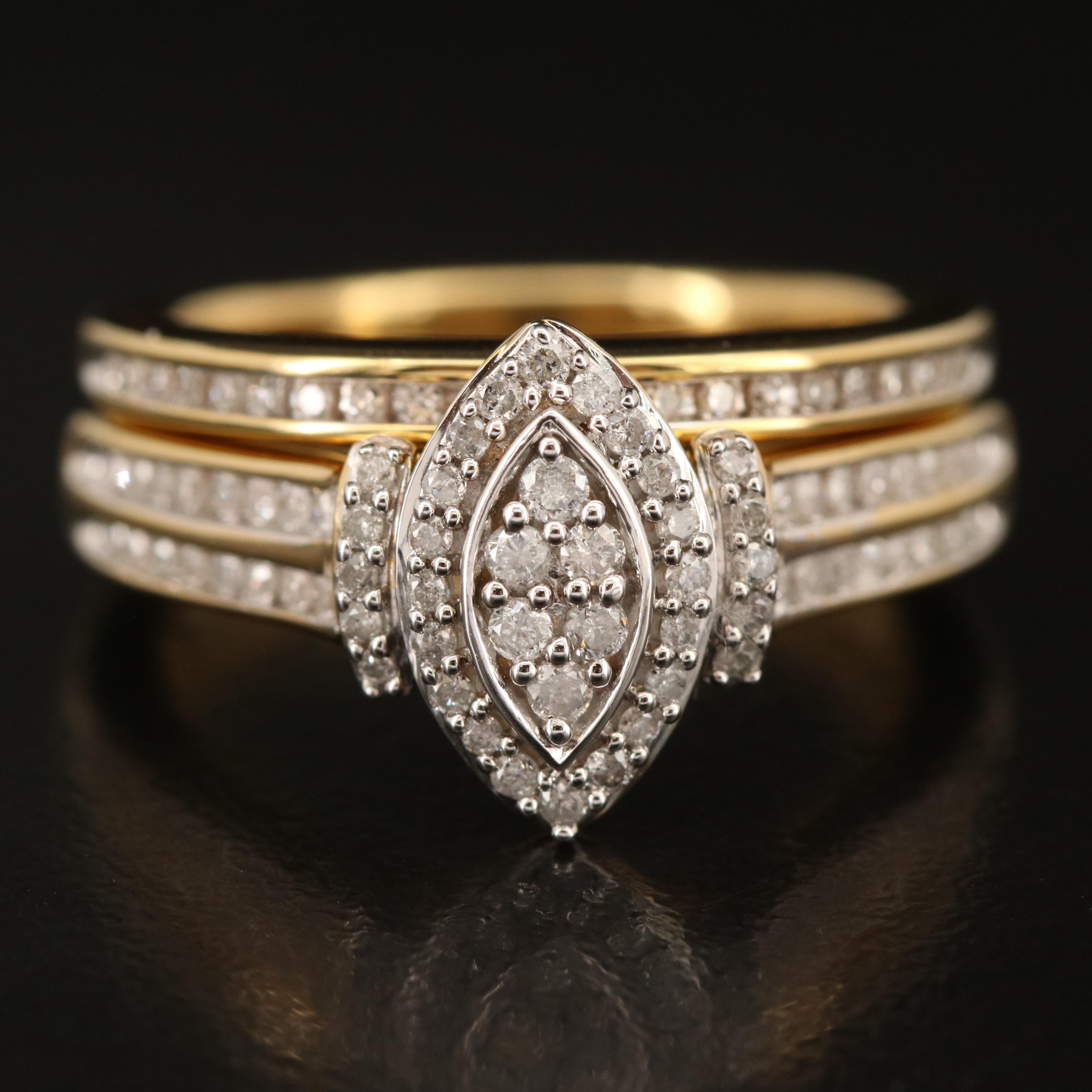 Sterling Diamond Ring and Band Set