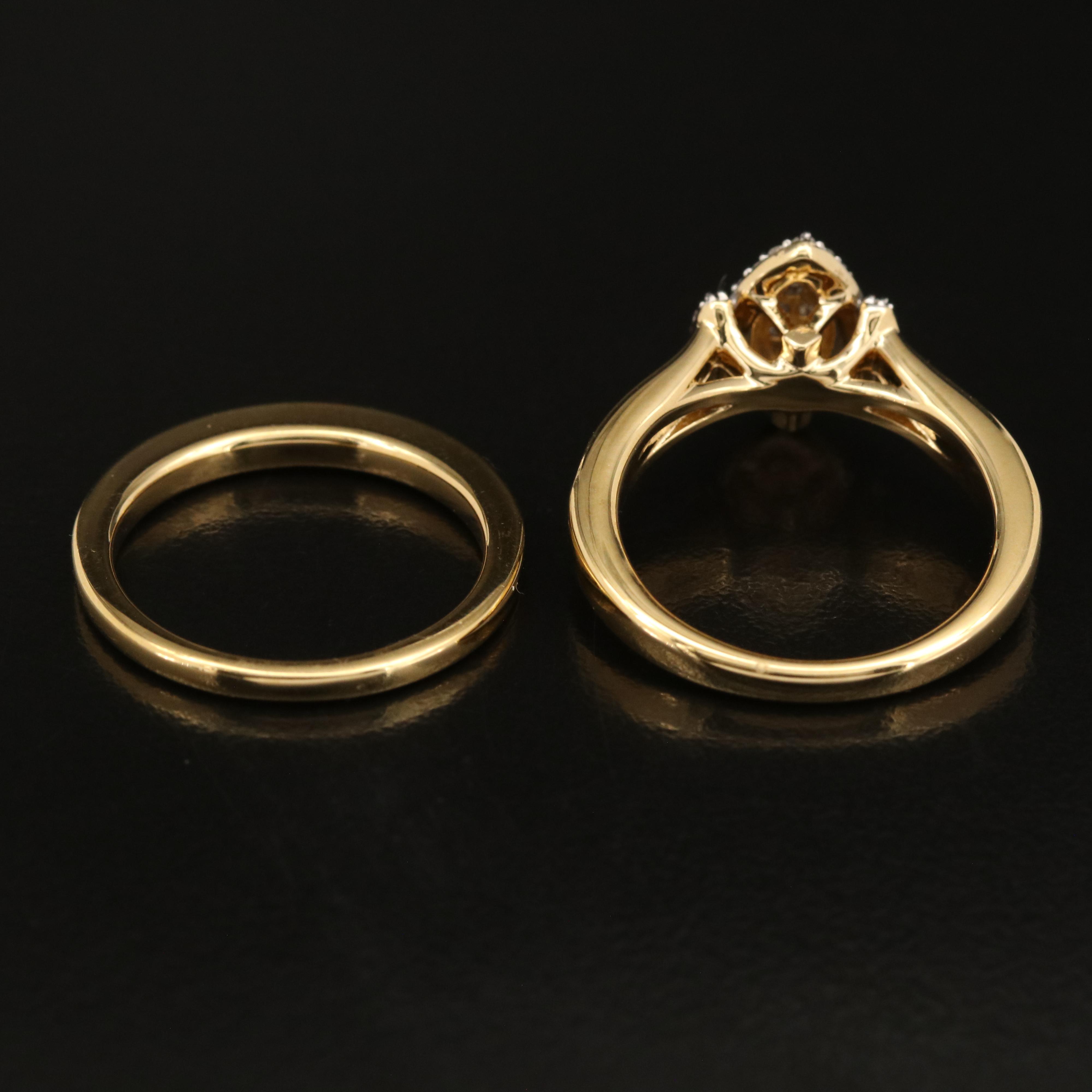 Sterling Diamond Ring and Band Set