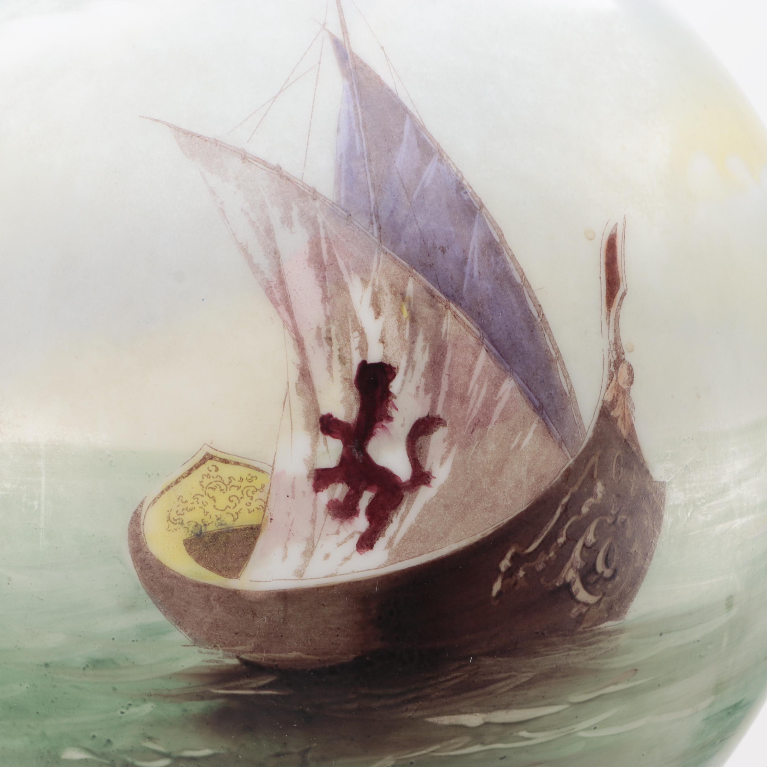 Victorian Parlor Oil Lamp with Hand-Painted Milk Glass Venetian Scene, Adapted