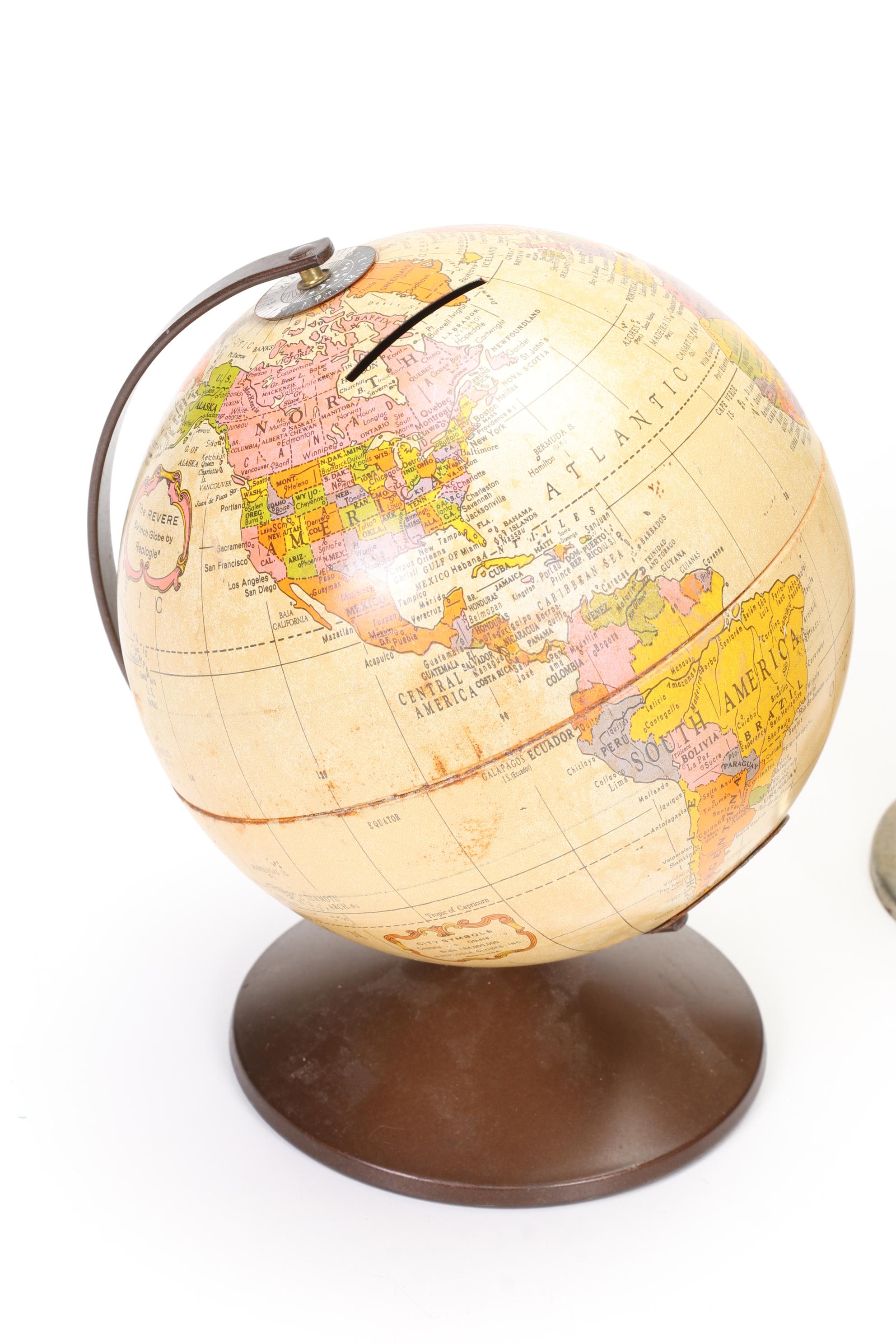 Replogle Revere 6" Globe Bank, Coin Sorter, Brass Monkey Coat Hooks and More