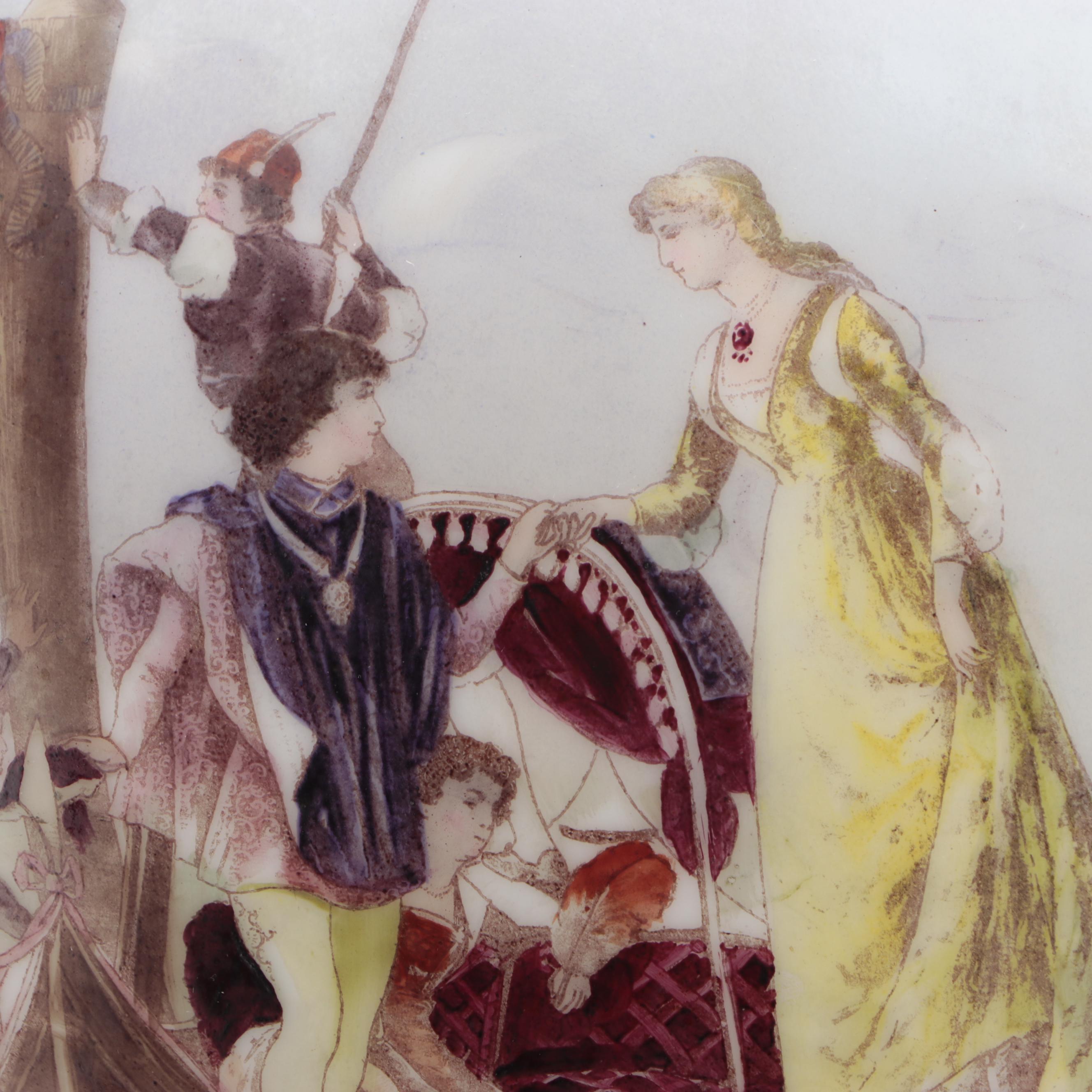 Victorian Parlor Oil Lamp with Hand-Painted Milk Glass Venetian Scene, Adapted