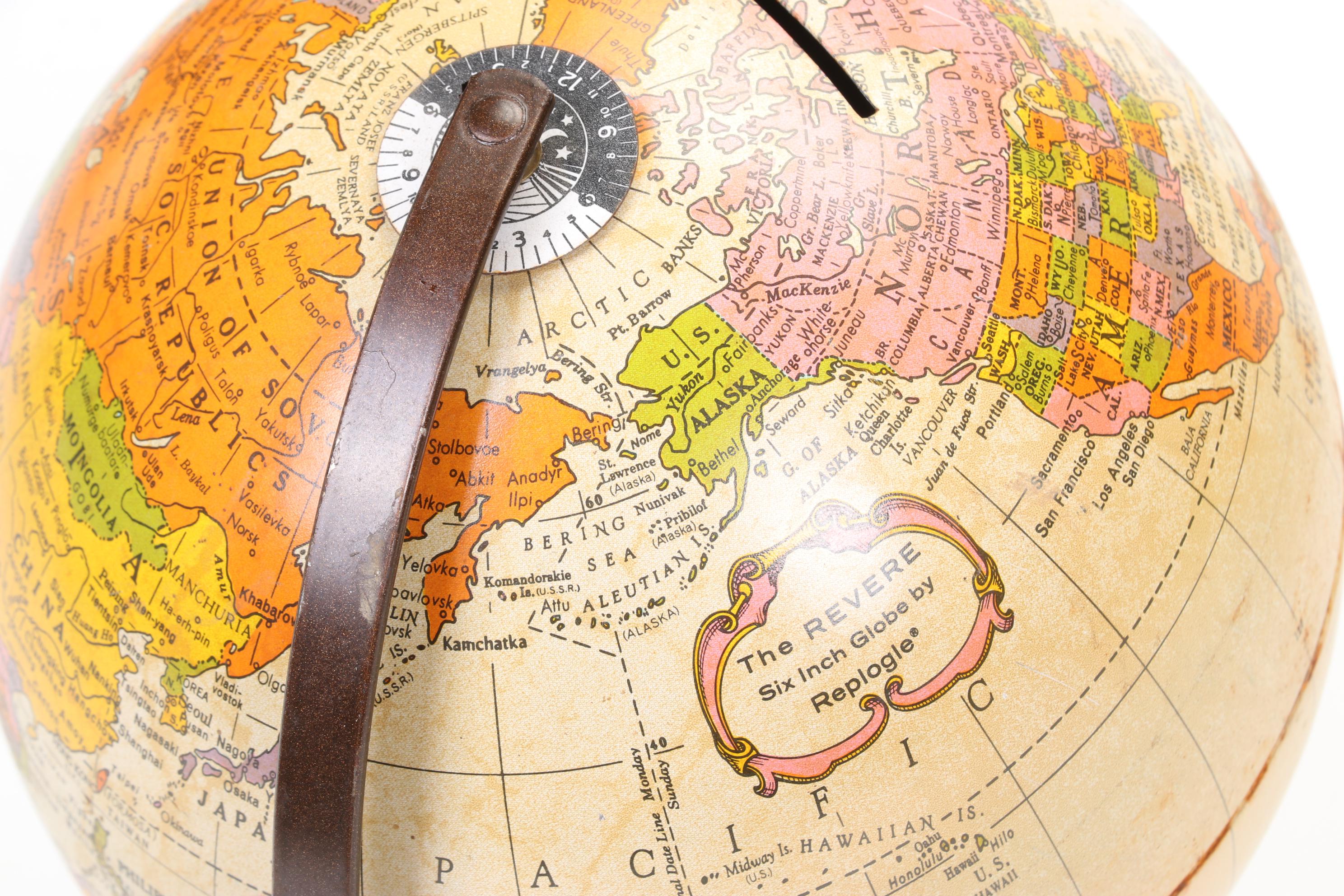 Replogle Revere 6" Globe Bank, Coin Sorter, Brass Monkey Coat Hooks and More