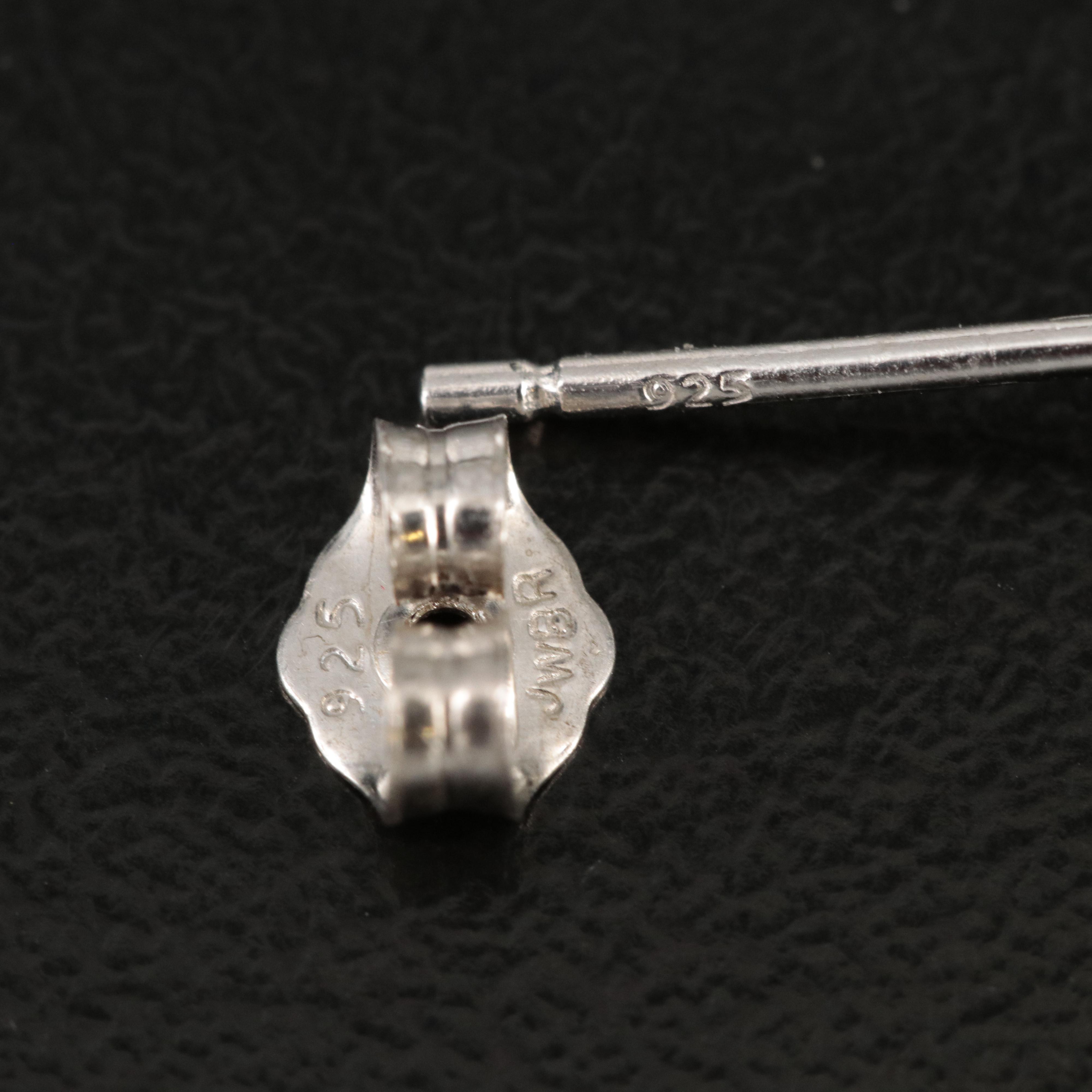 Sterling Diamond Cluster Stud Earrings