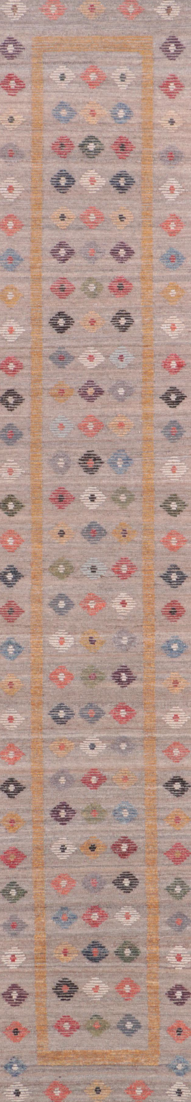 2'11 x 14'6 Handwoven Indian Geometric Carpet Runner