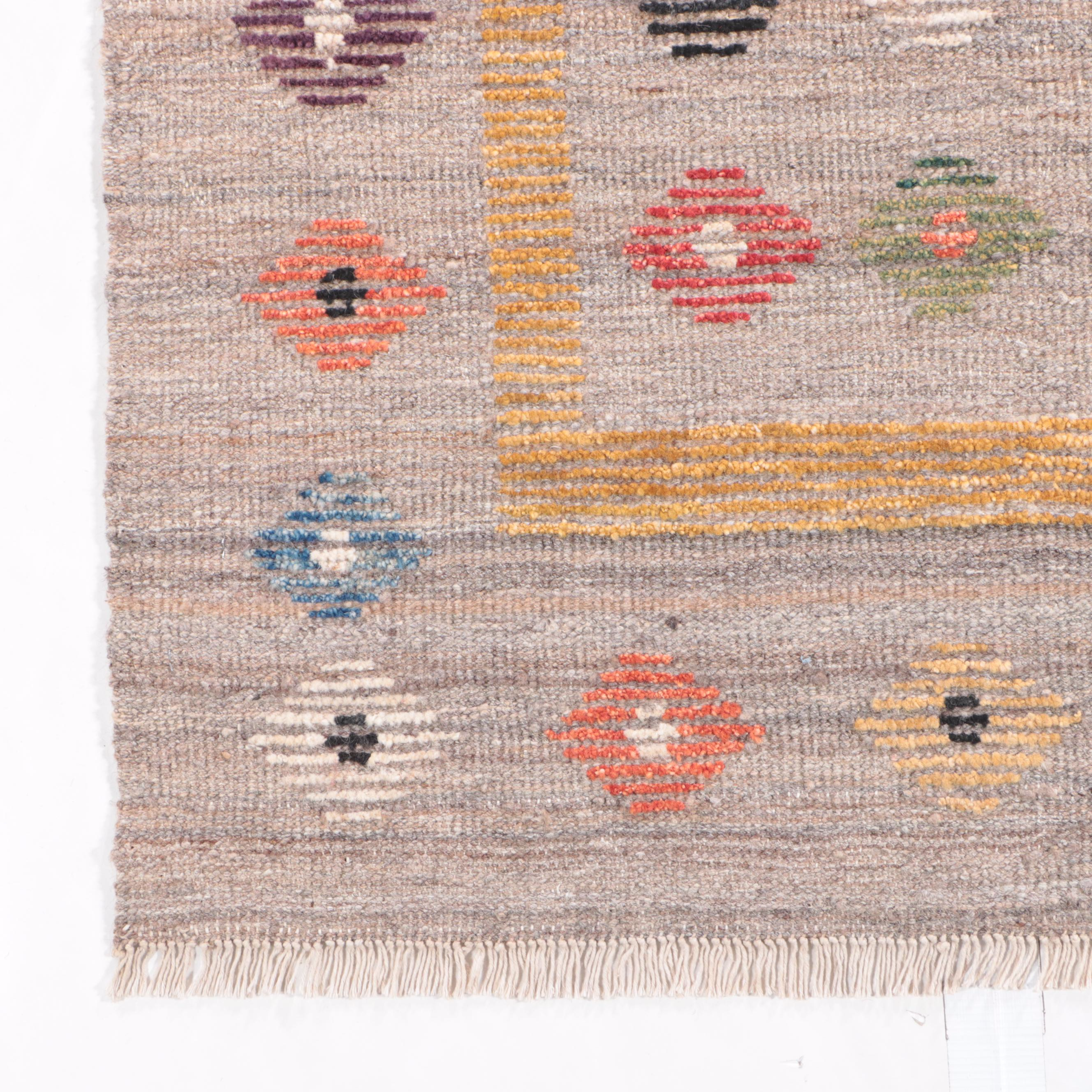 2'11 x 14'6 Handwoven Indian Geometric Carpet Runner