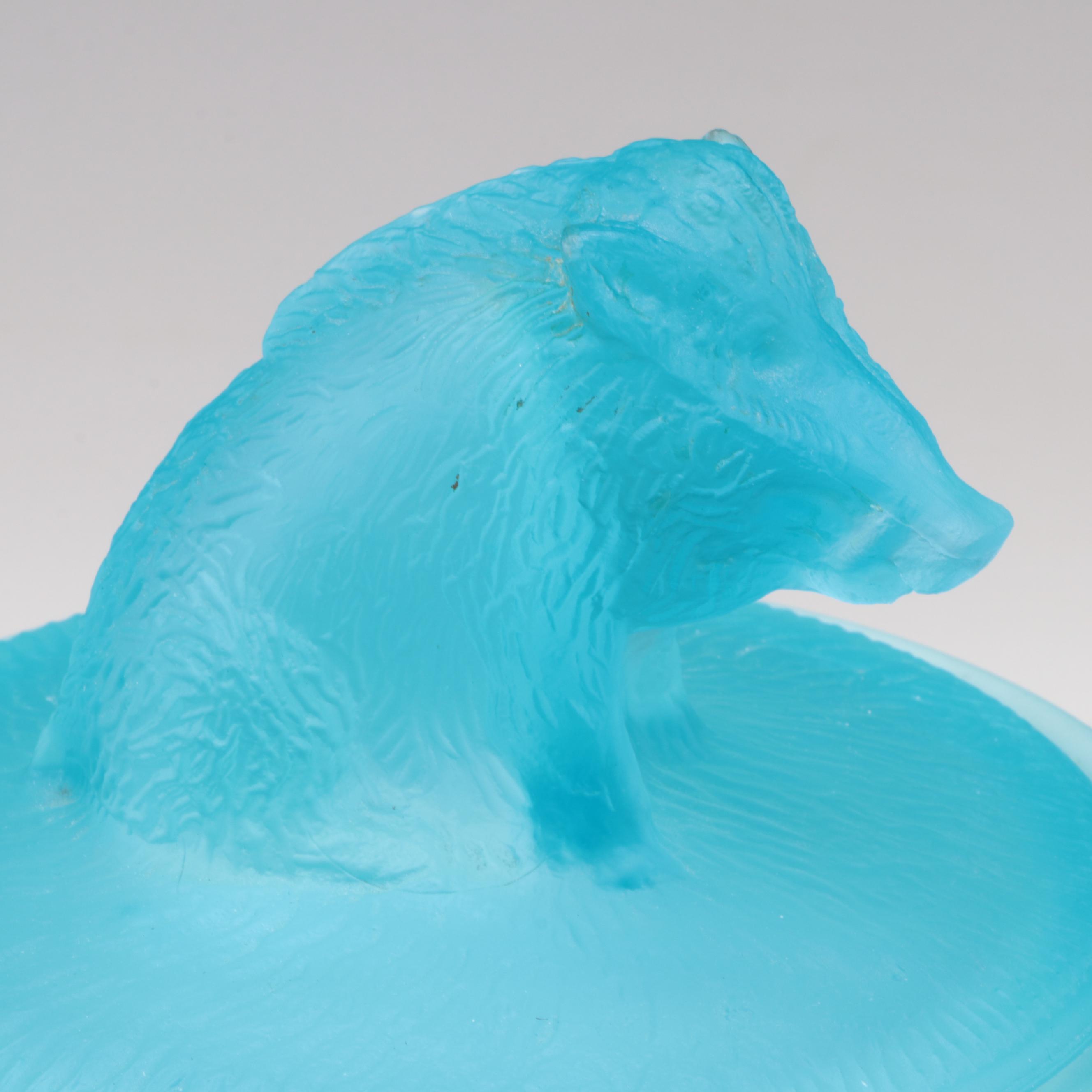 Tiffin and Blue Boar Tobacco Pressed Satin Glass Jar Humidor, Circa 1900