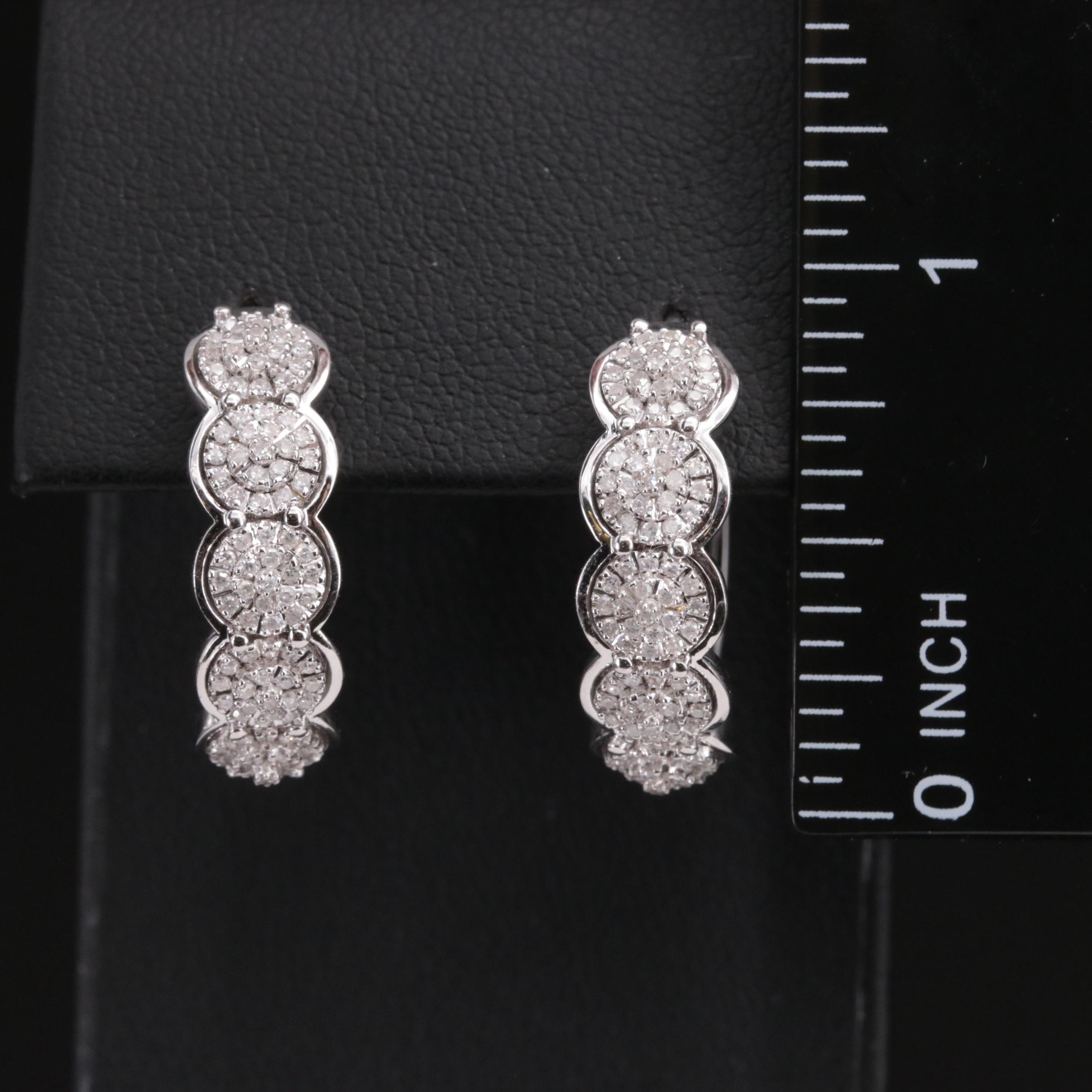 Sterling and Diamond Hoop Earrings