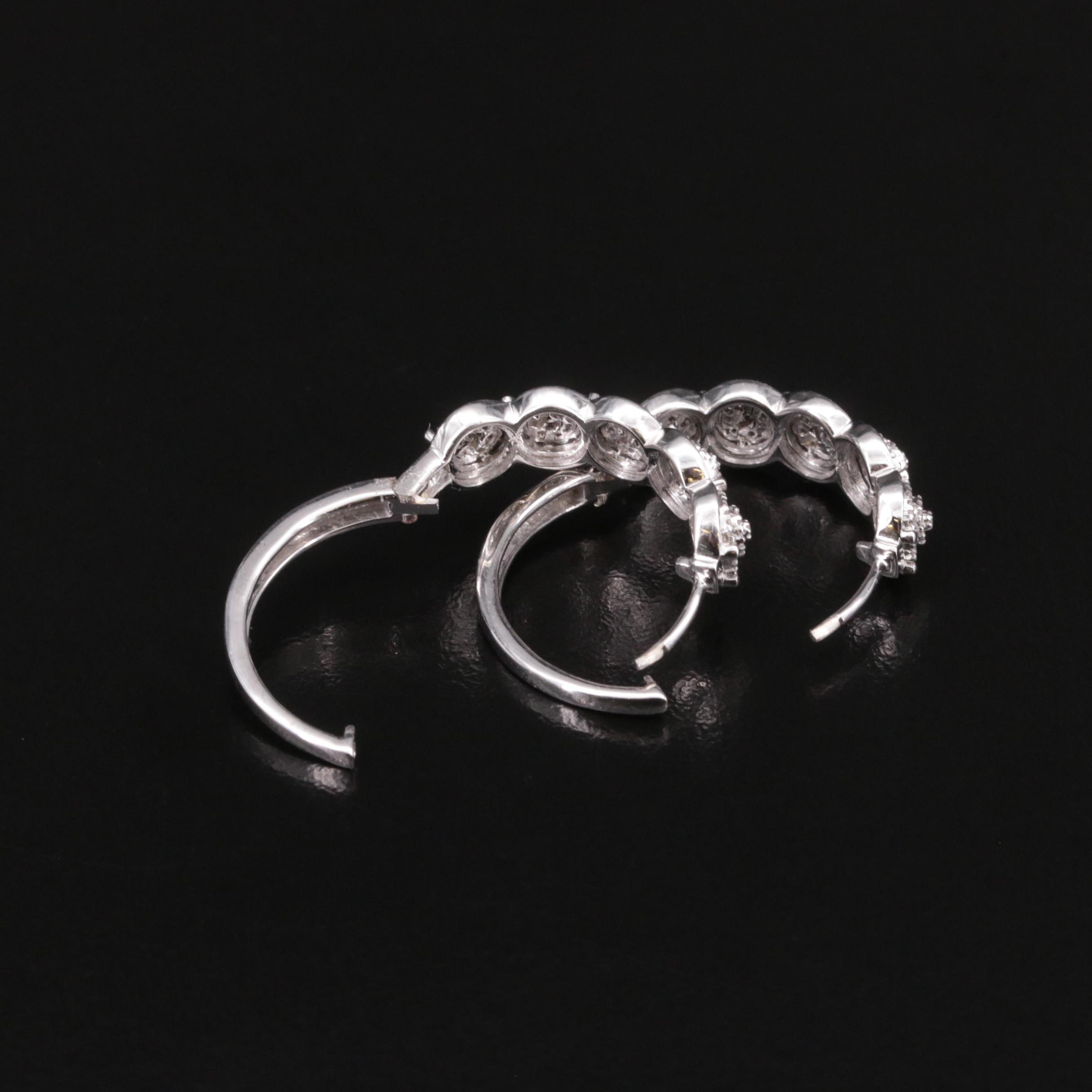Sterling and Diamond Hoop Earrings