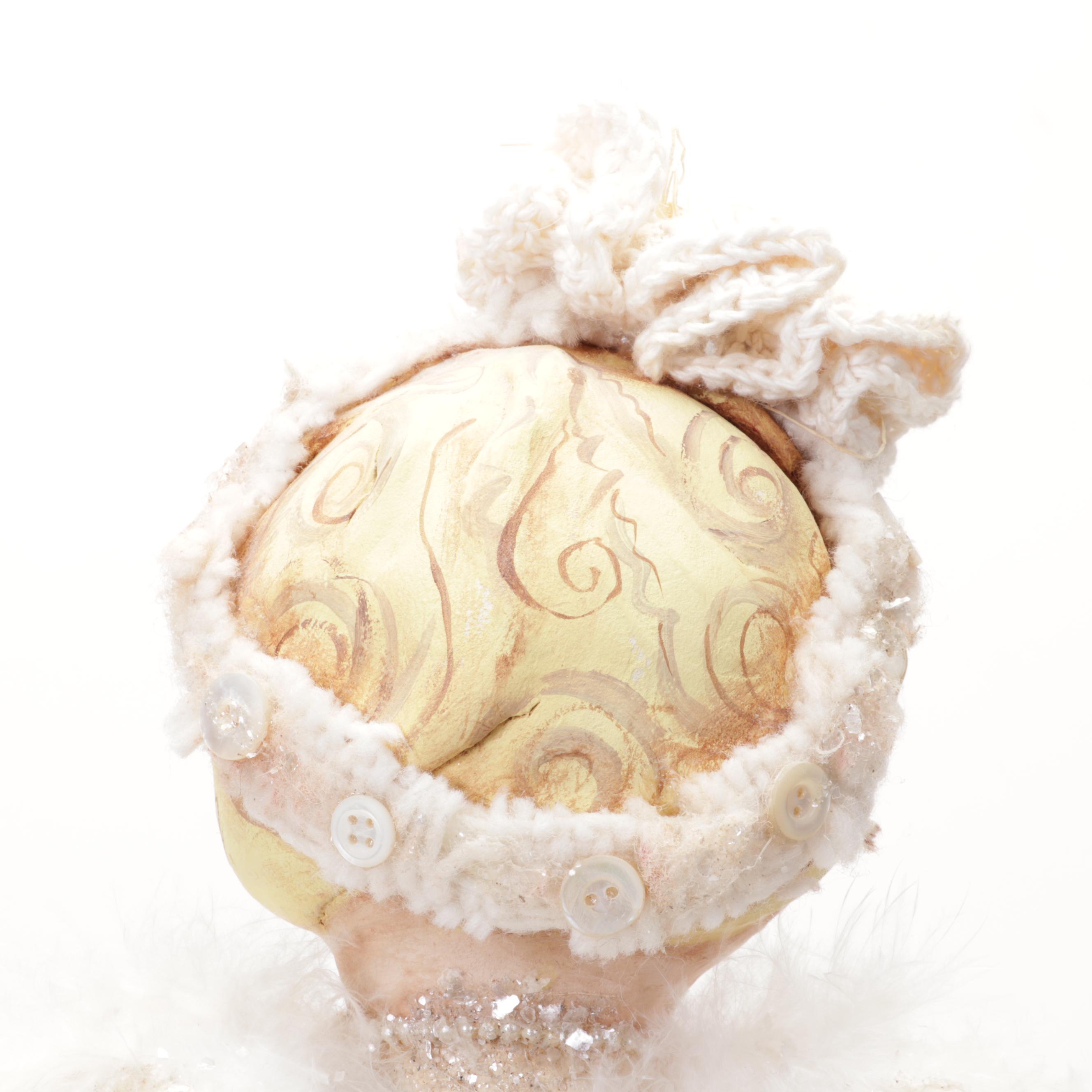 Folk Art Mixed Media Found Object Sculpture of Cherubic Figure