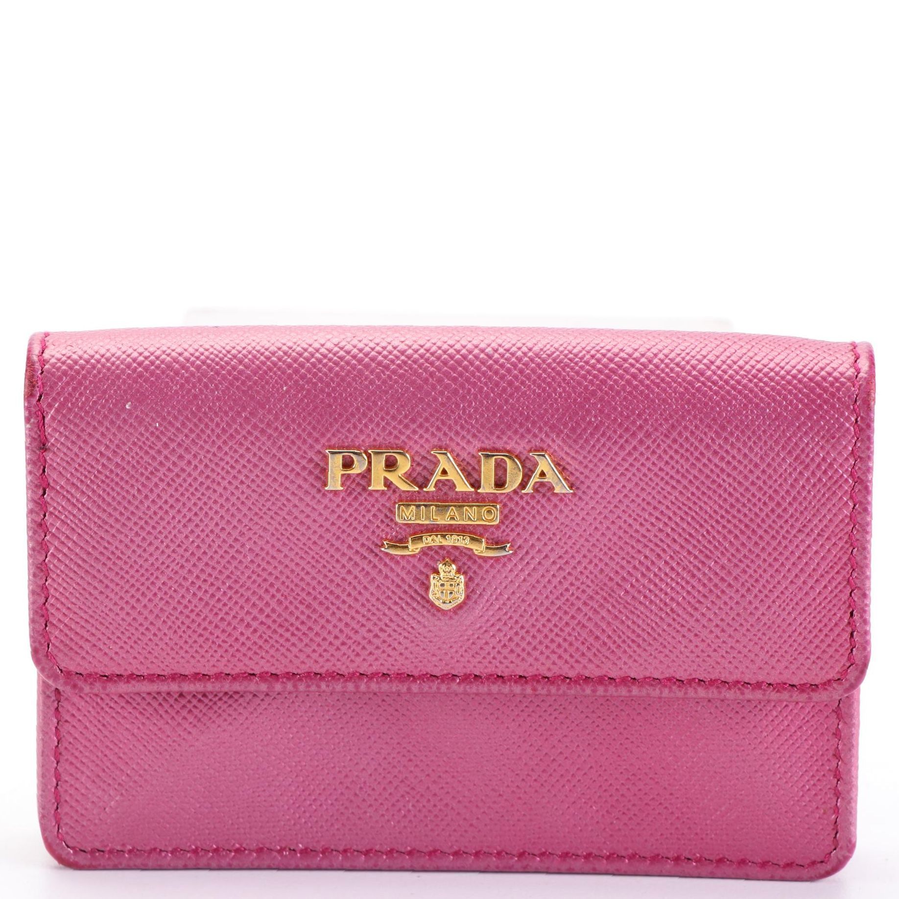 Prada Small Card Case in Iridescent-Tone Saffiano Leather with Box