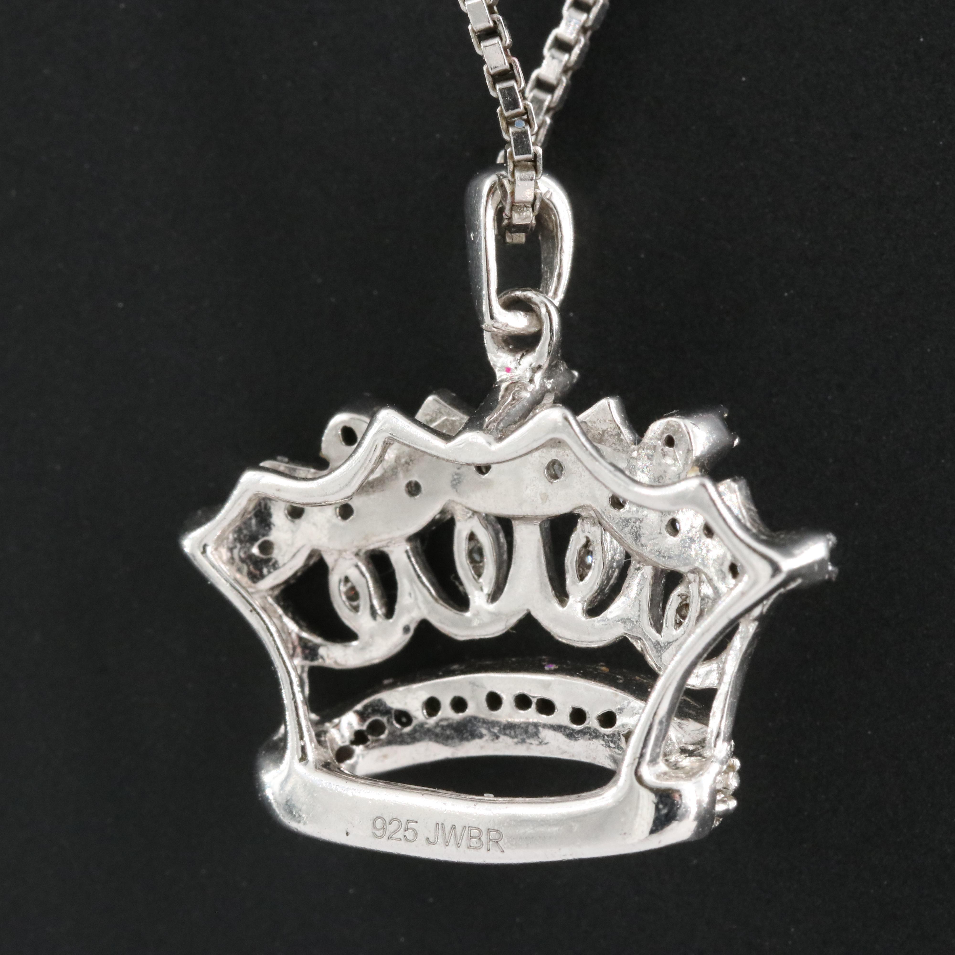 Sterling Diamond Crown Pendant Necklace