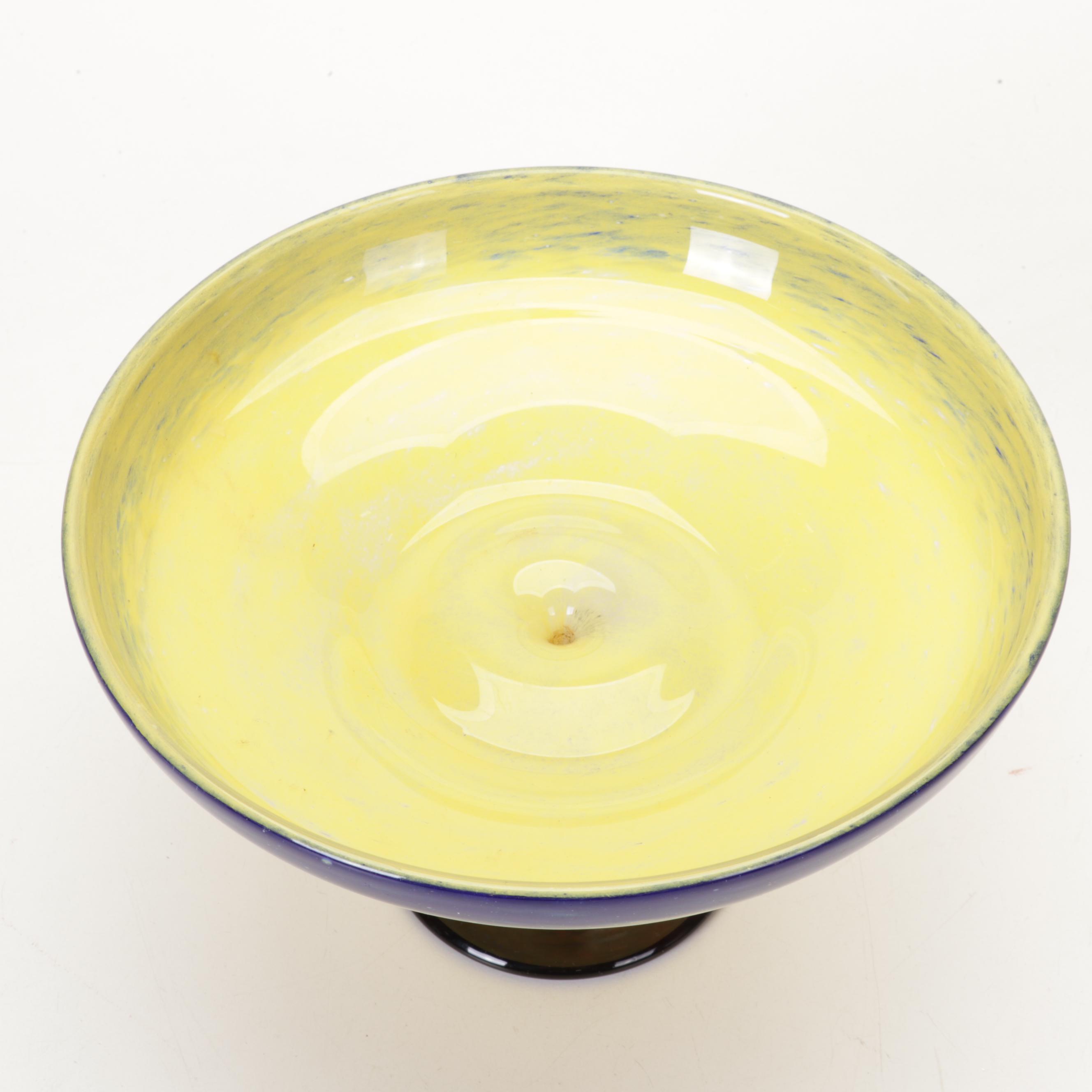 Charles Schneider Art Deco Blown Glass Compote, Circa 1920s