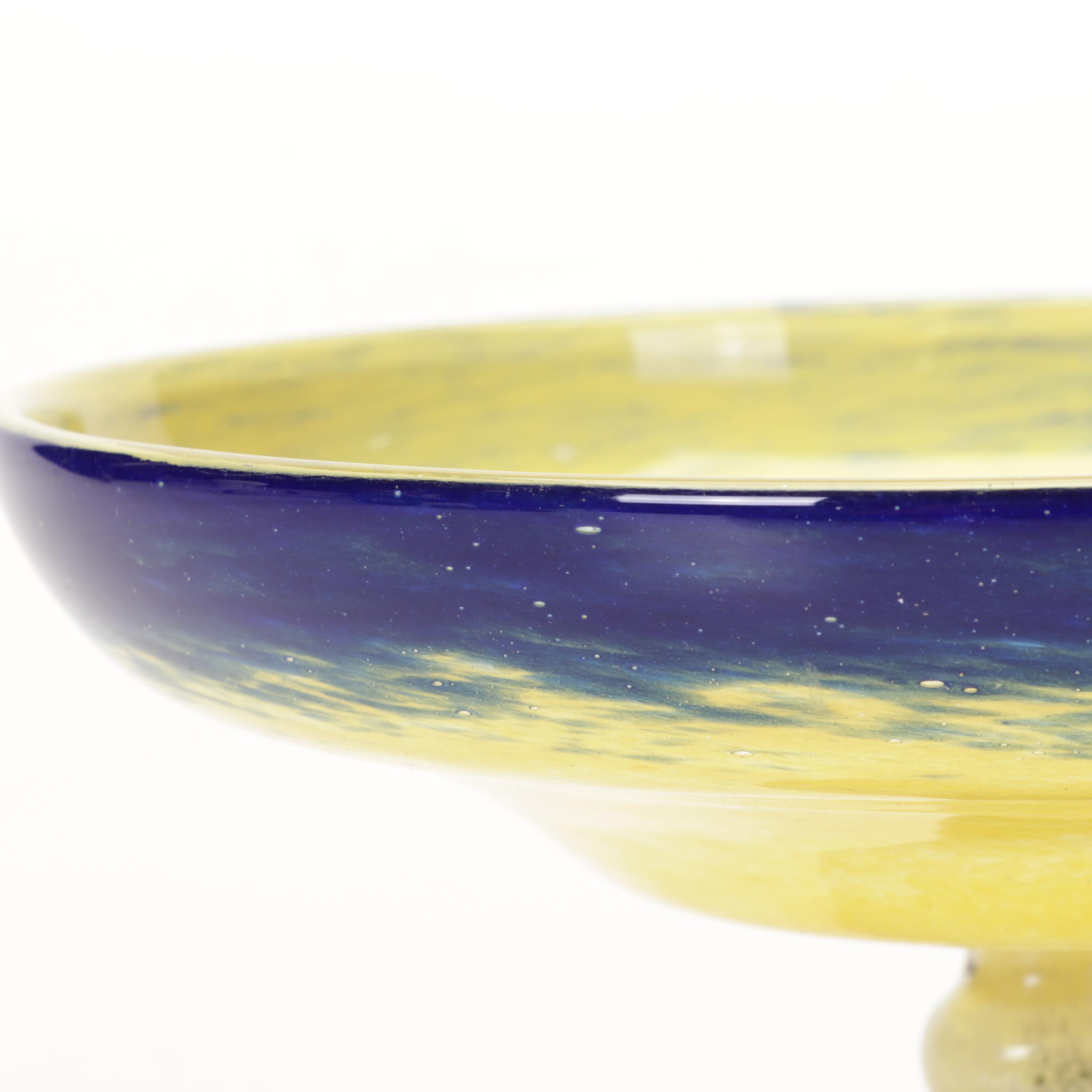 Charles Schneider Art Deco Blown Glass Compote, Circa 1920s