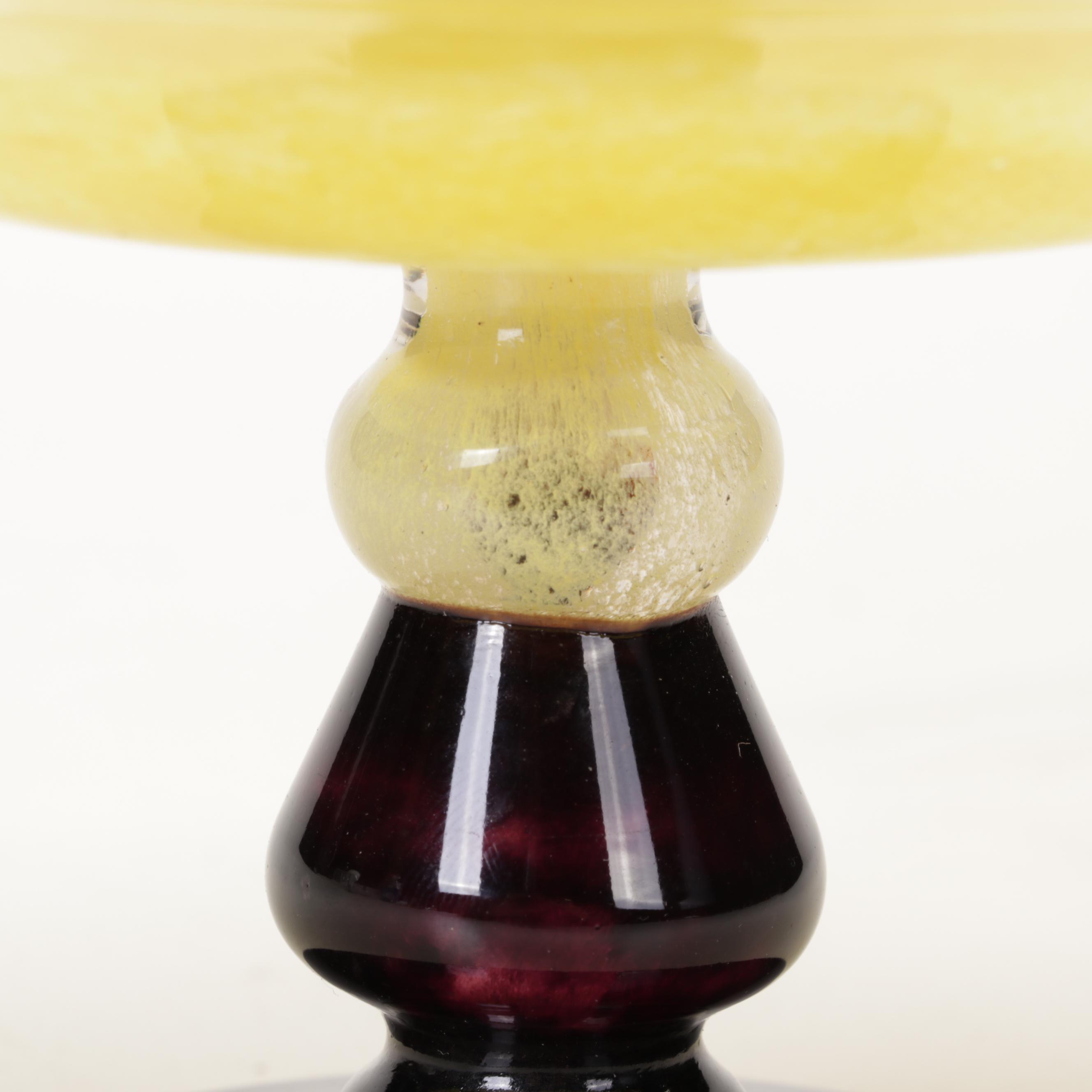 Charles Schneider Art Deco Blown Glass Compote, Circa 1920s