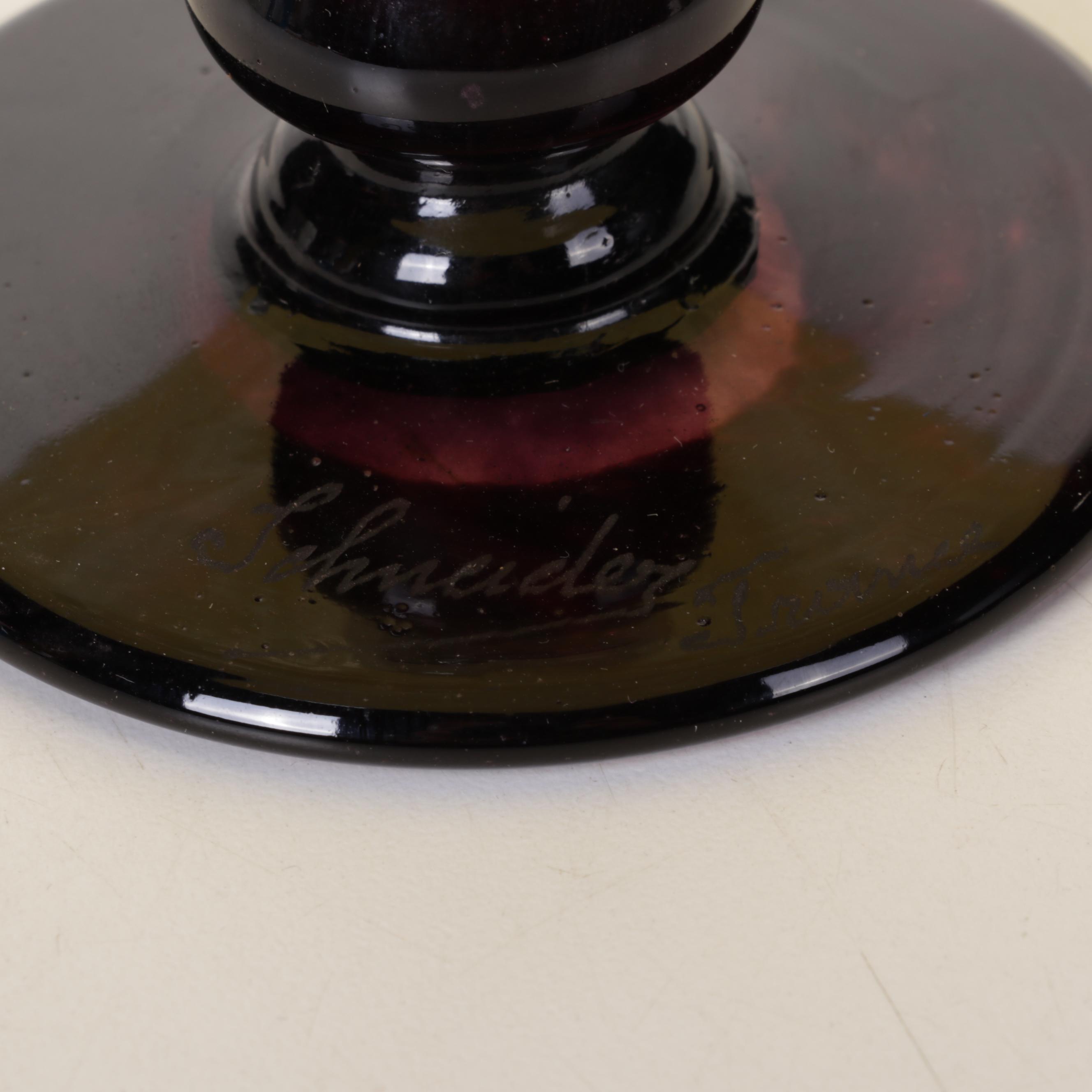 Charles Schneider Art Deco Blown Glass Compote, Circa 1920s