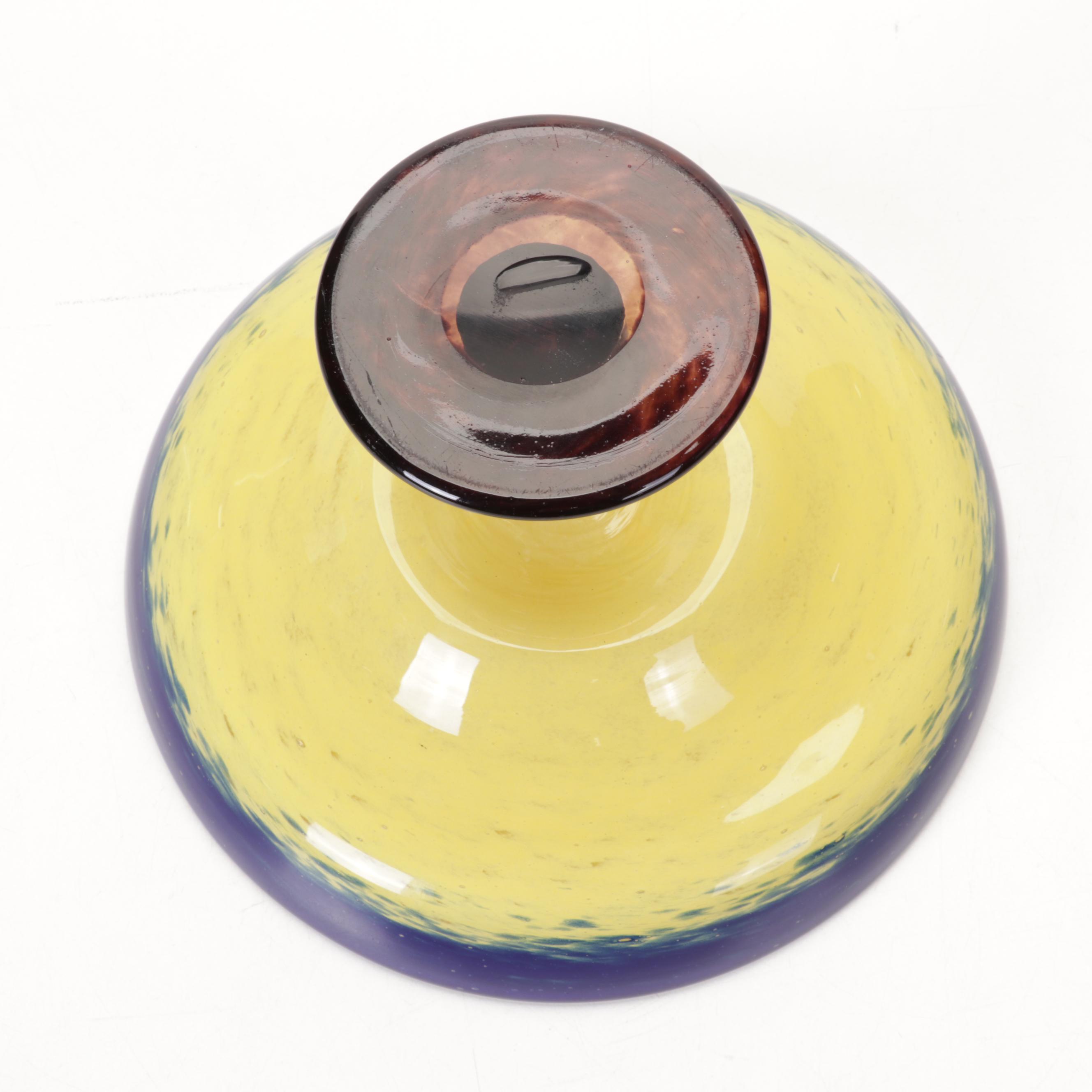 Charles Schneider Art Deco Blown Glass Compote, Circa 1920s