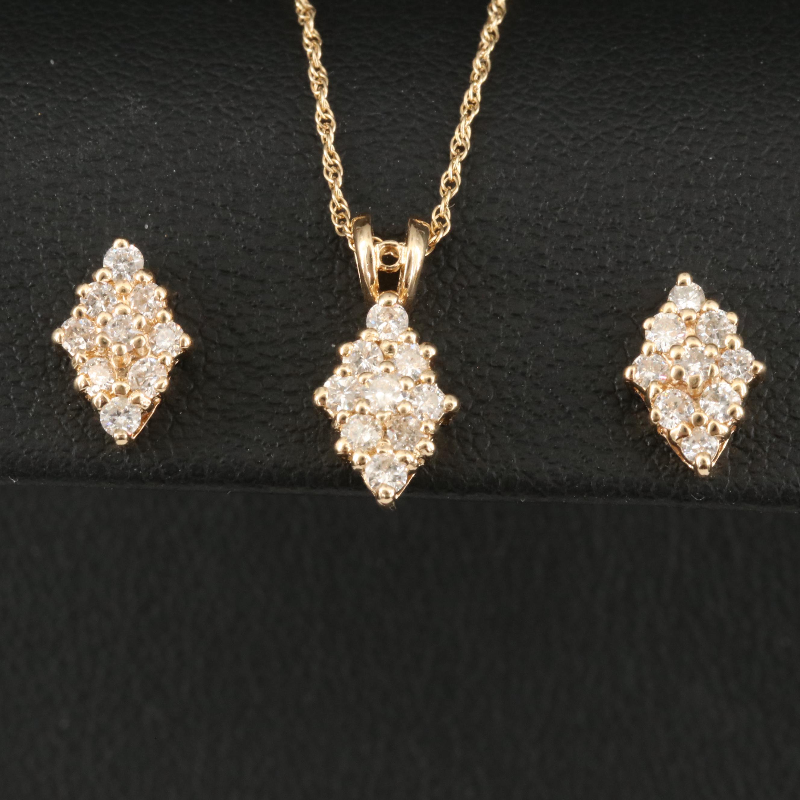 14K Diamond Necklace and Earring Set