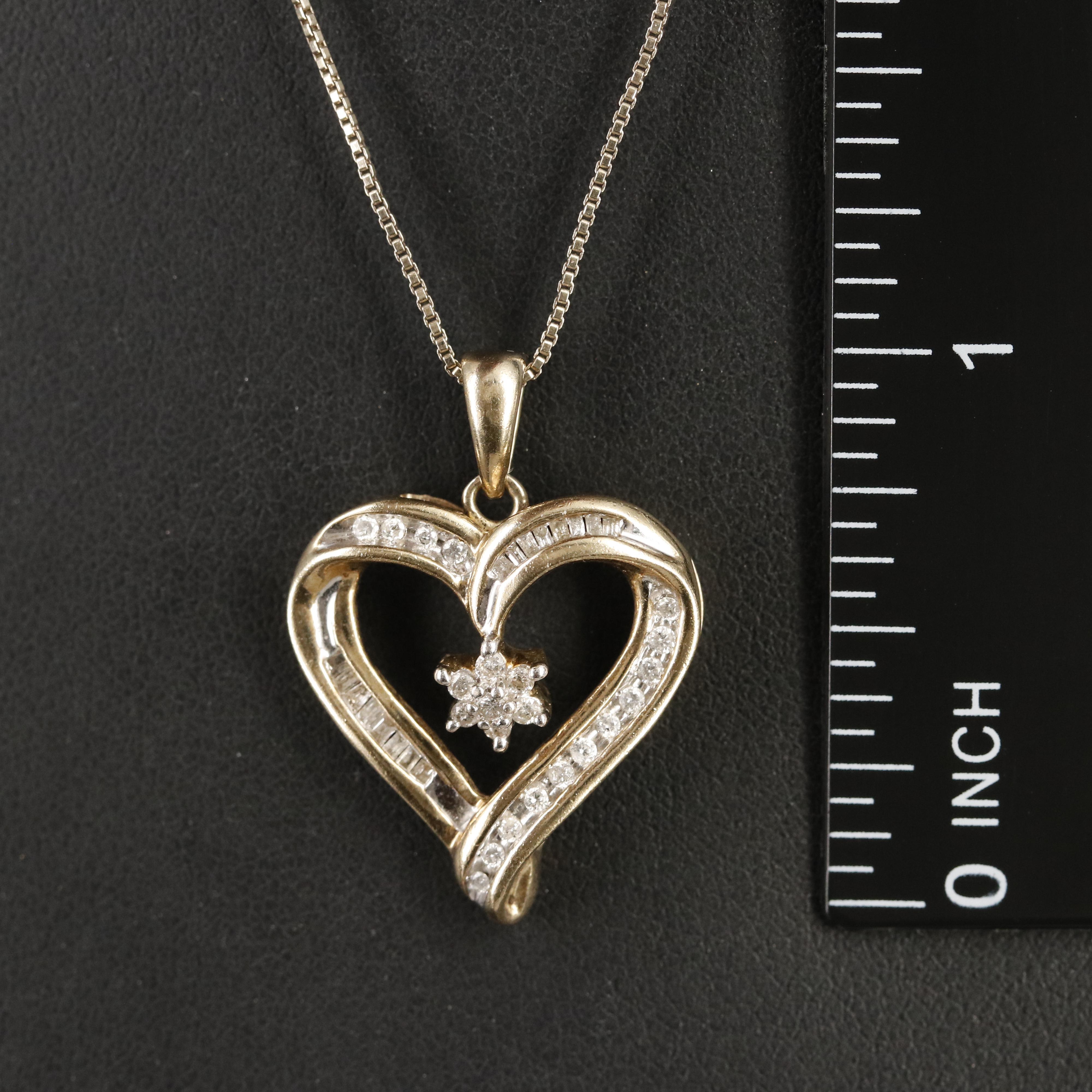 Sterling Diamond Heart Pendant Necklace