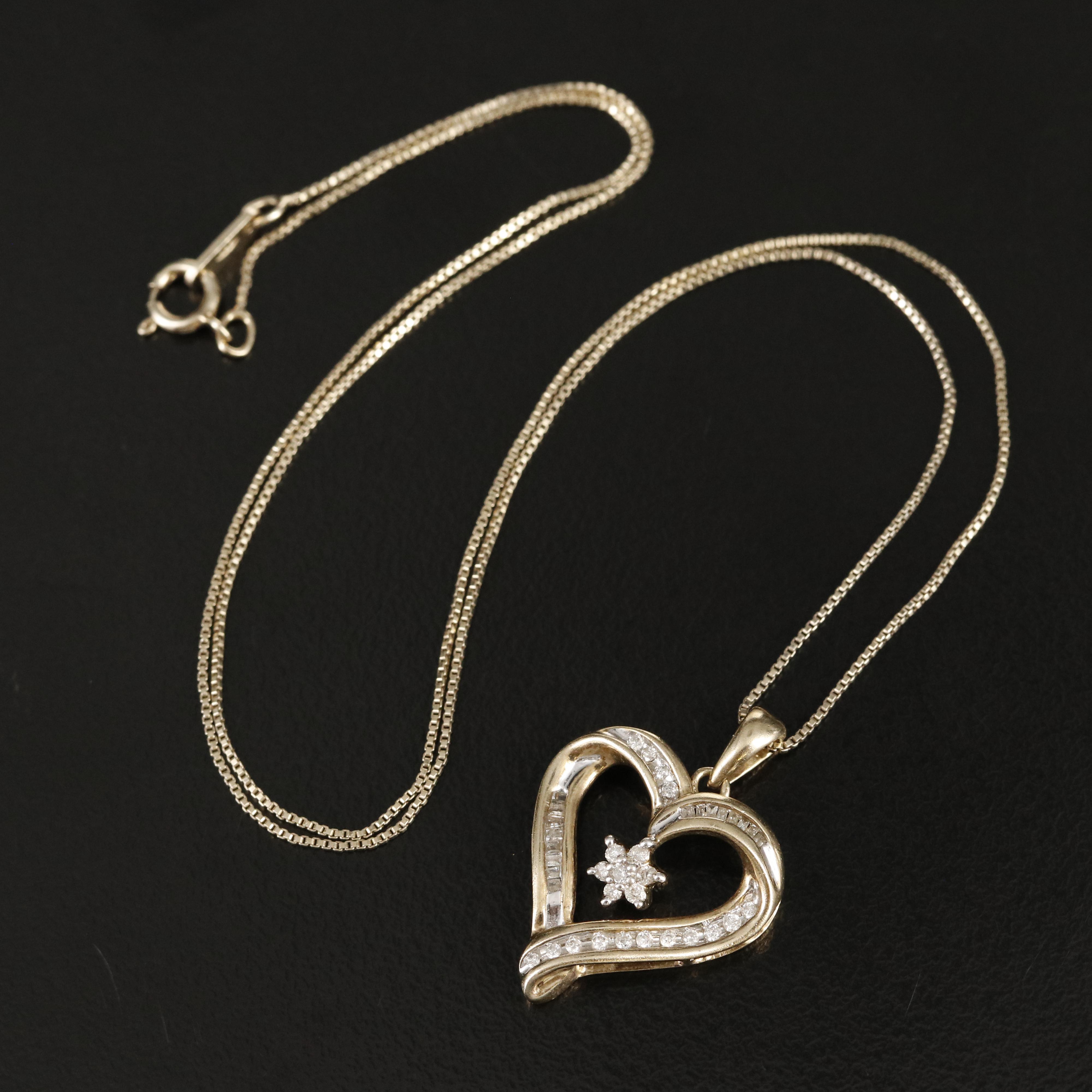 Sterling Diamond Heart Pendant Necklace