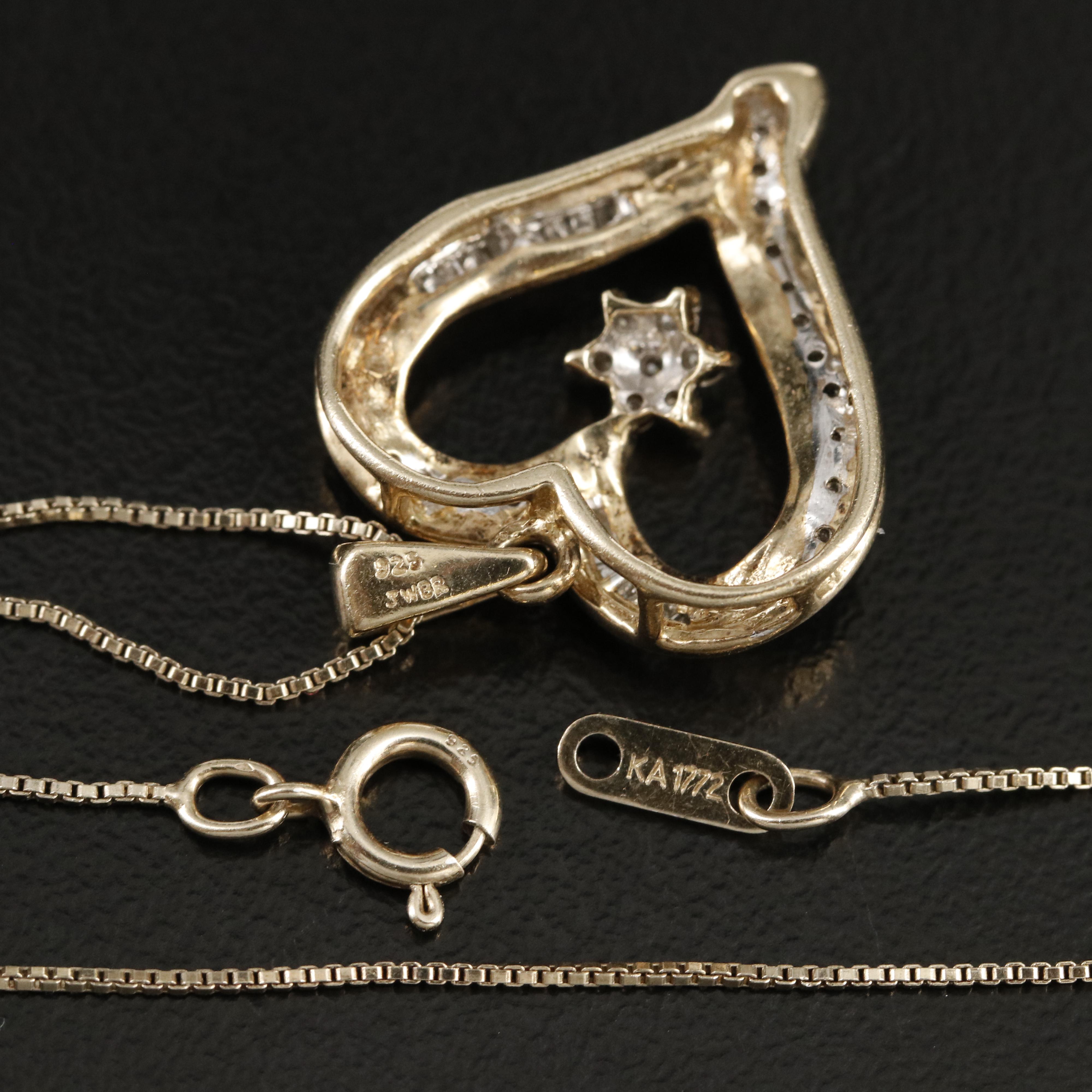 Sterling Diamond Heart Pendant Necklace