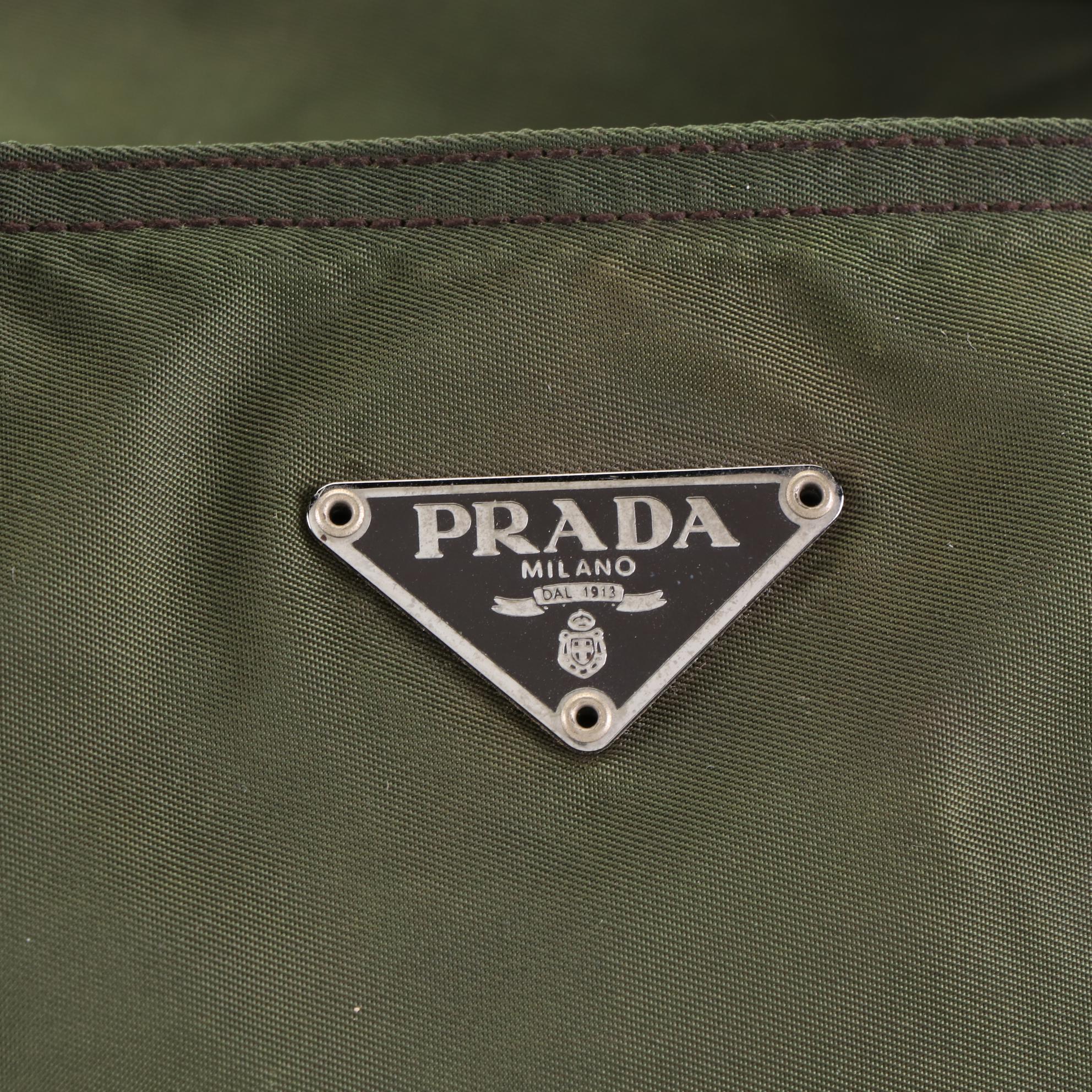 Prada Medium Zip Shoulder Tote in Nylon Gabardine and Black Leather