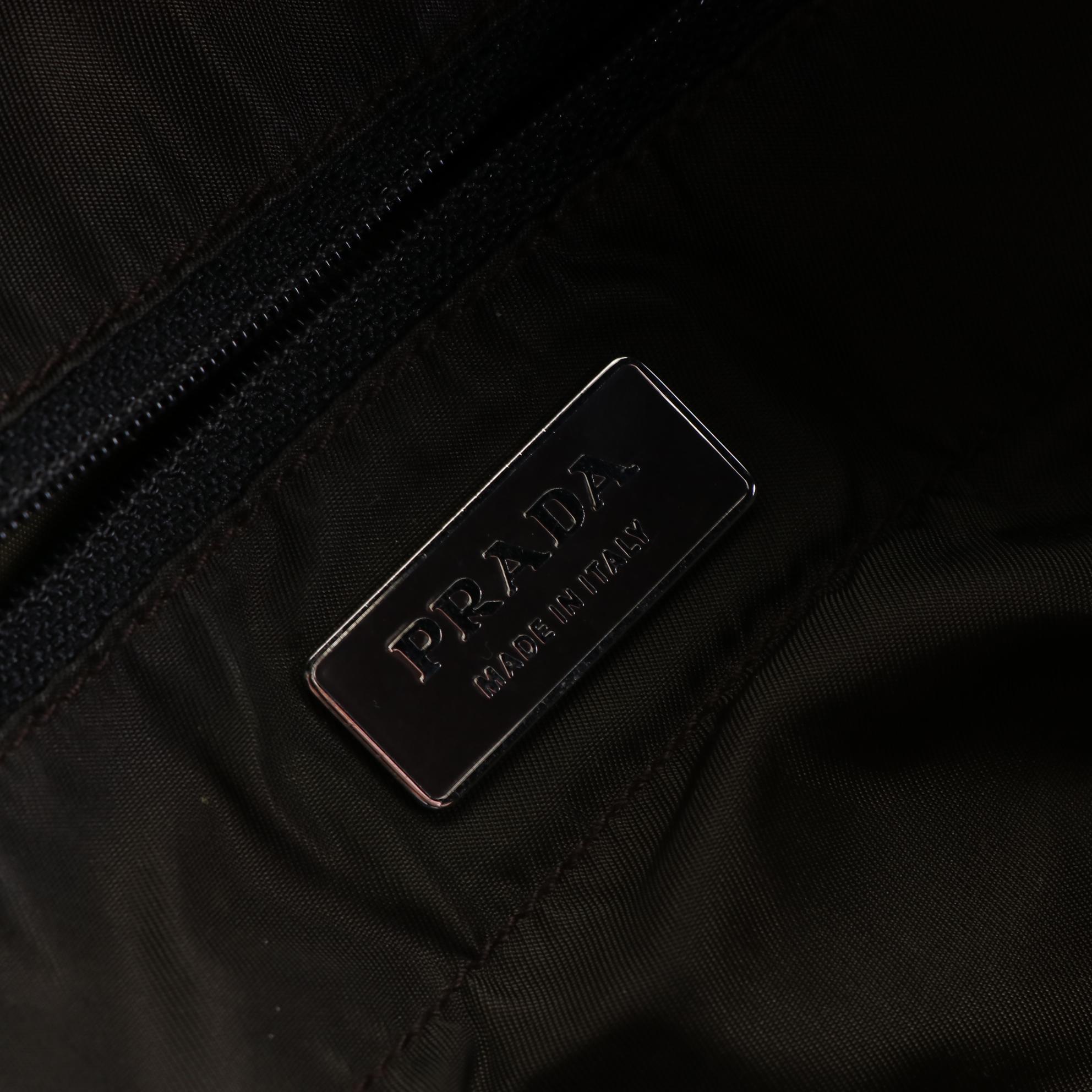 Prada Medium Zip Shoulder Tote in Nylon Gabardine and Black Leather