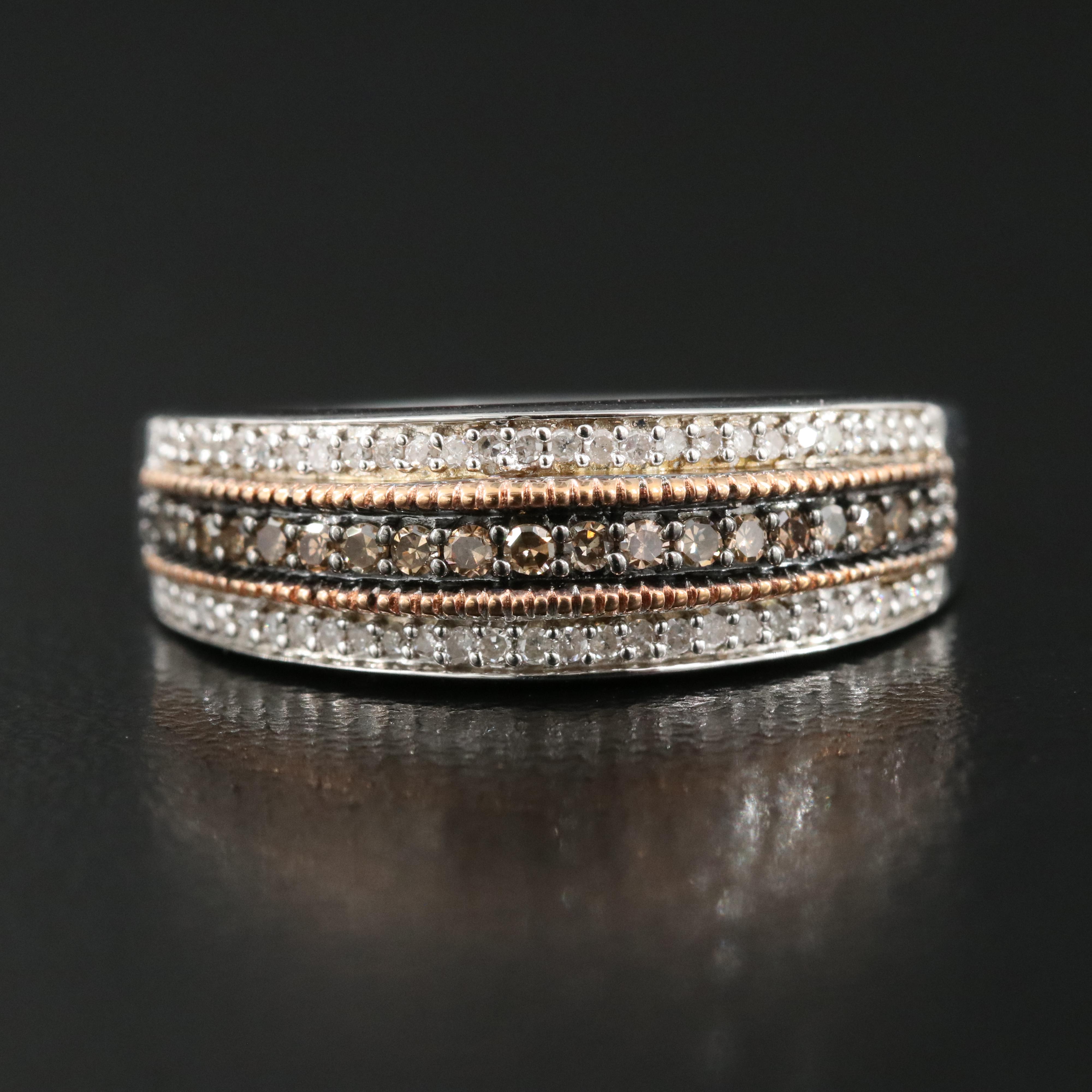 Sterling Diamond Multi-Row Band