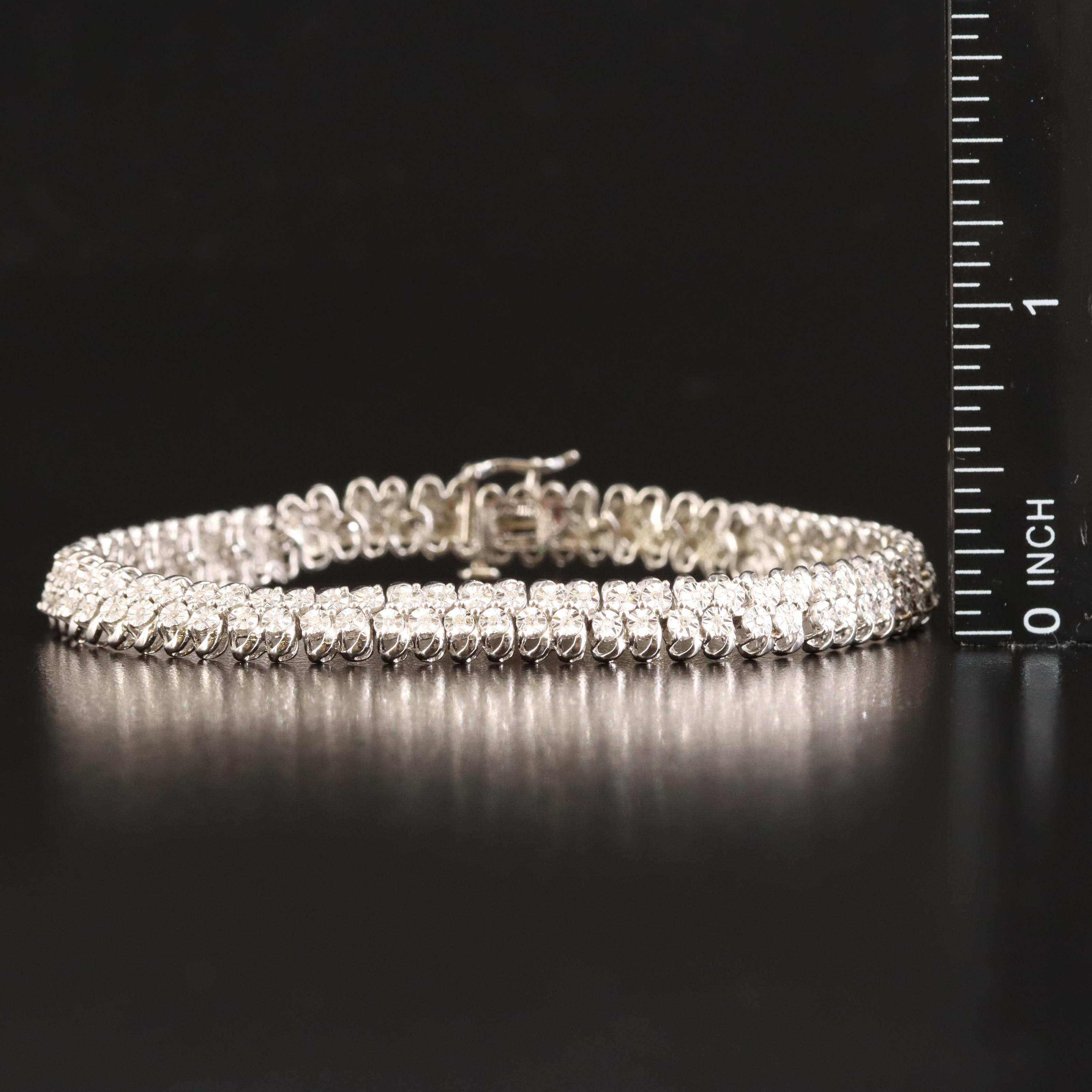 Sterling Diamond Double Row Bracelet