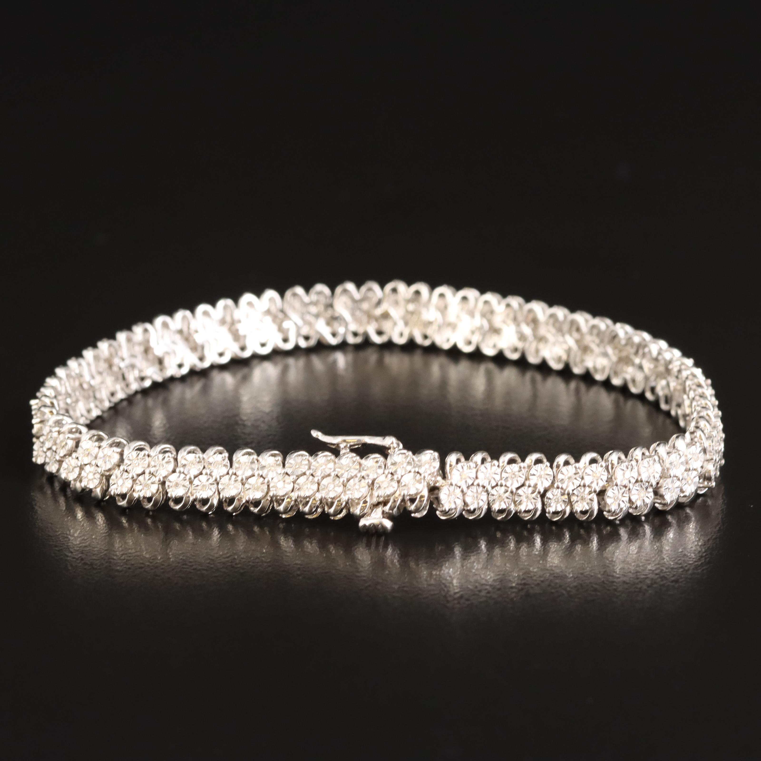 Sterling Diamond Double Row Bracelet