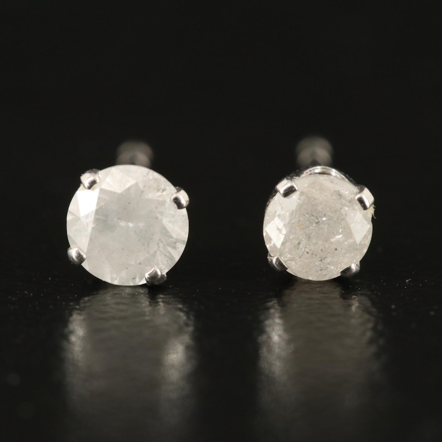 Sterling Diamond Stud Earrings