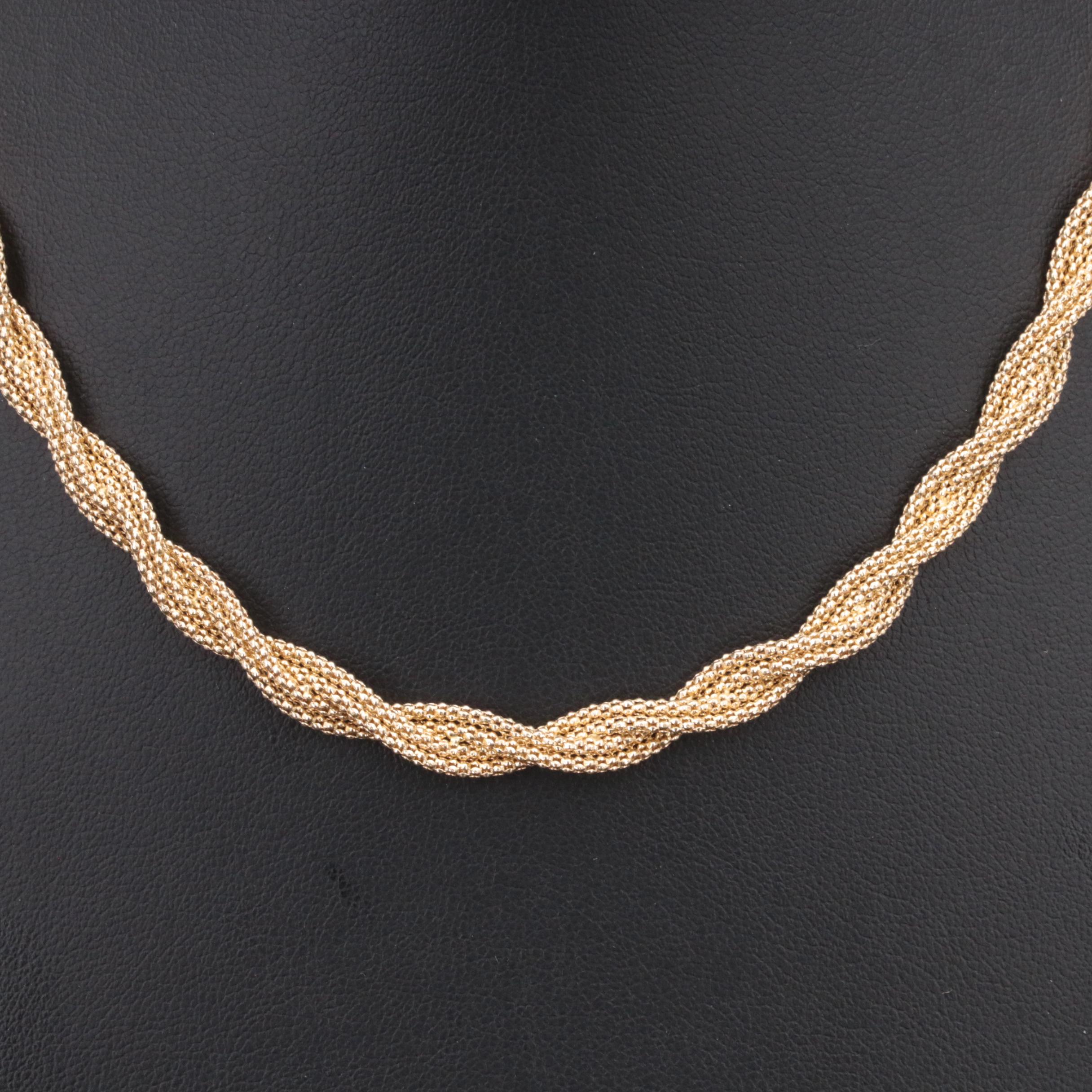 Italian 14K Braided Popcorn Chain Necklace