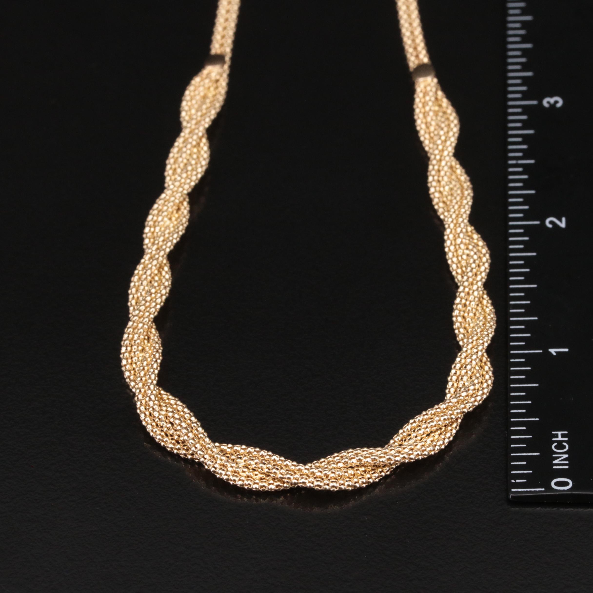 Italian 14K Braided Popcorn Chain Necklace
