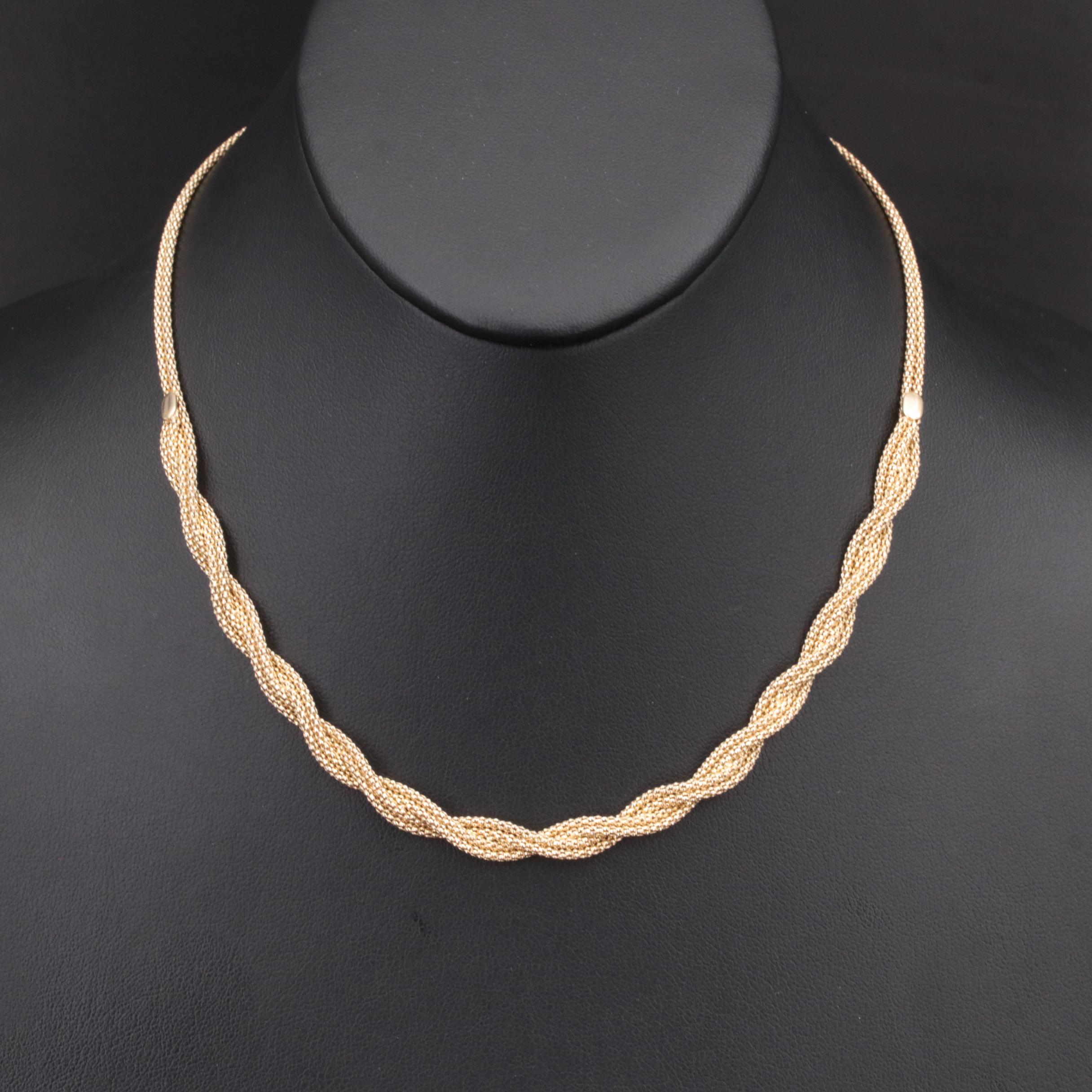 Italian 14K Braided Popcorn Chain Necklace