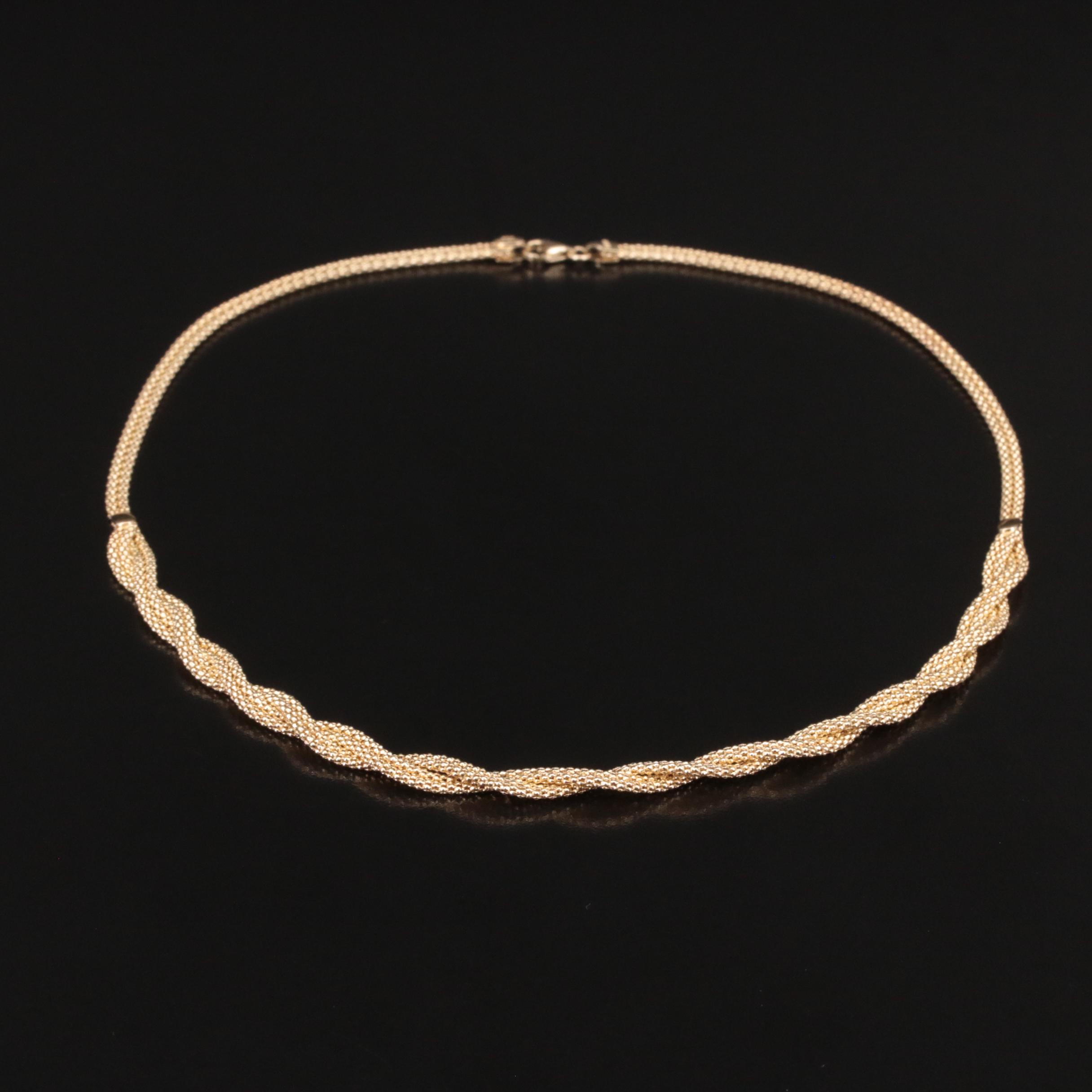 Italian 14K Braided Popcorn Chain Necklace