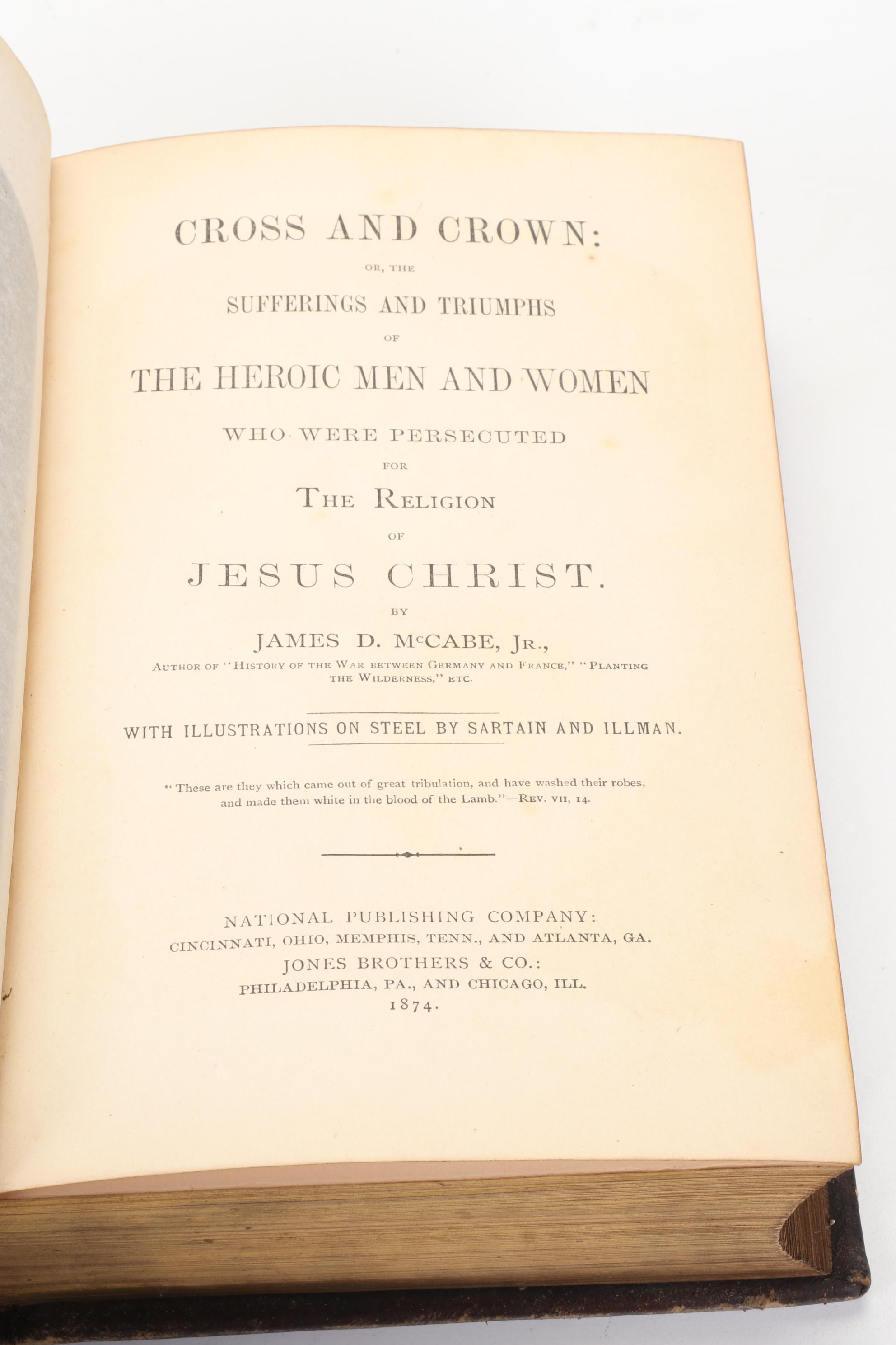 "Cross and Crown" by James D. McCabe Jr with Hymnal and Other Religious Books