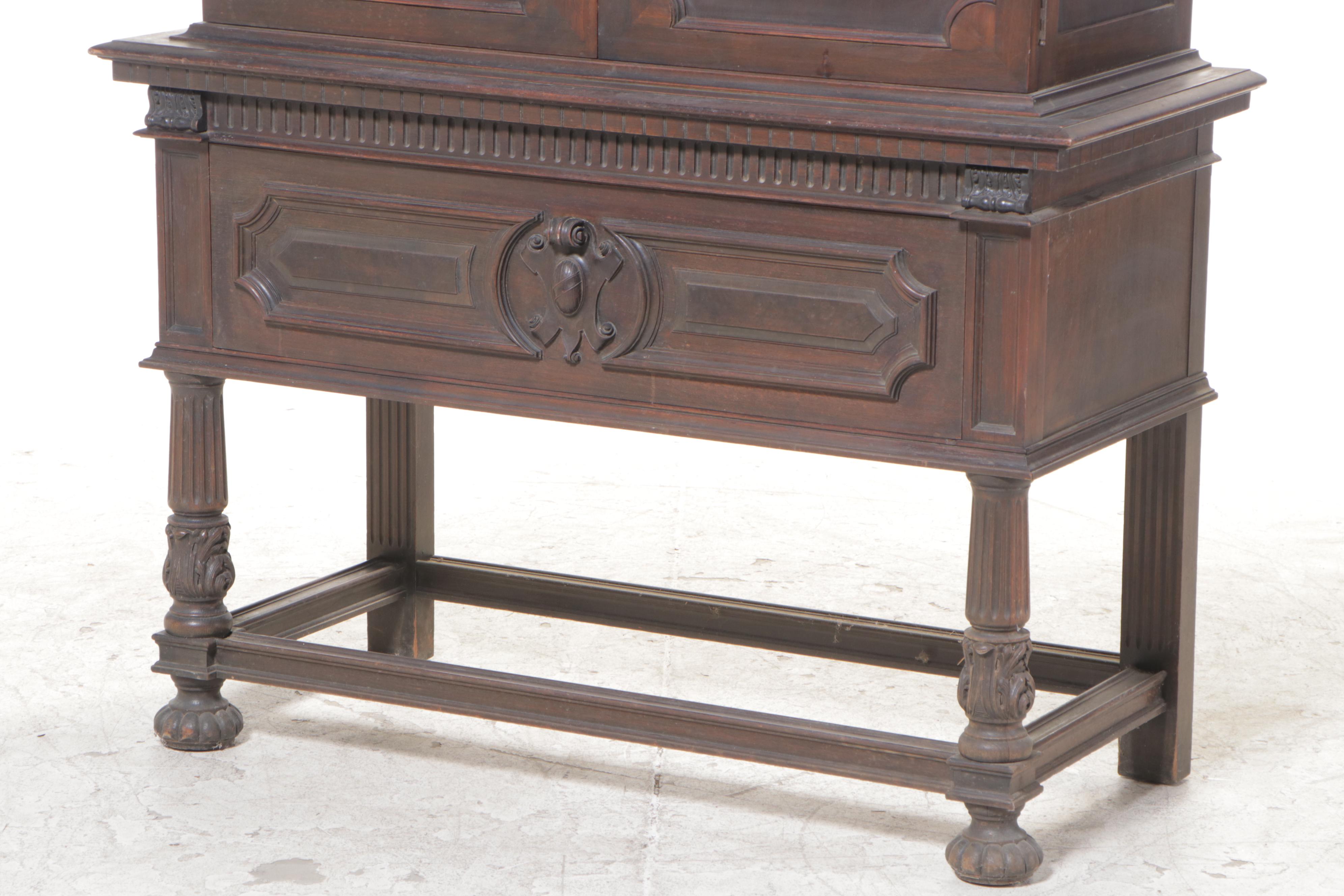 Henshaw's Furniture Renaissance Revival Walnut and Burl Walnut China Cabinet