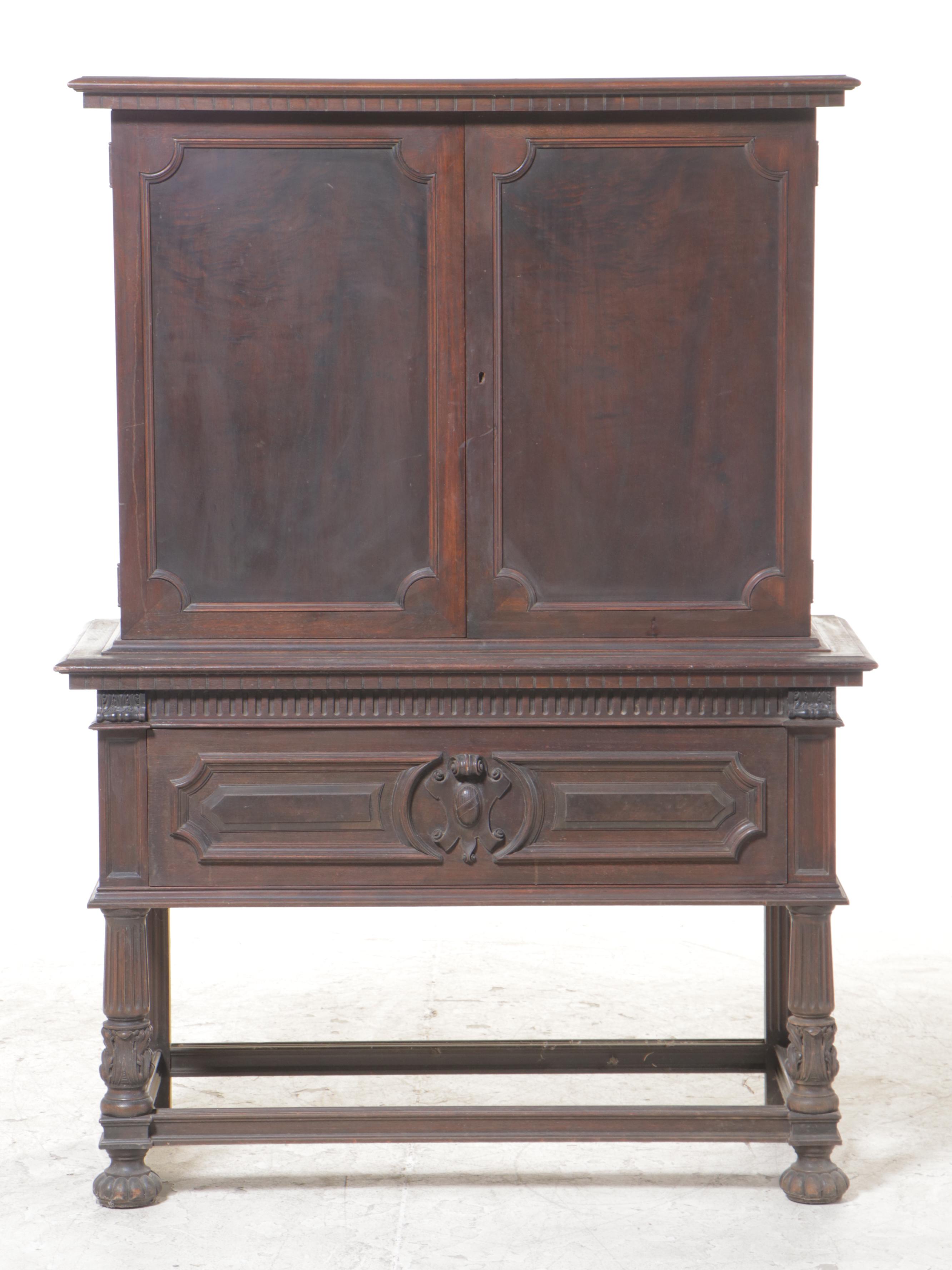 Henshaw's Furniture Renaissance Revival Walnut and Burl Walnut China Cabinet