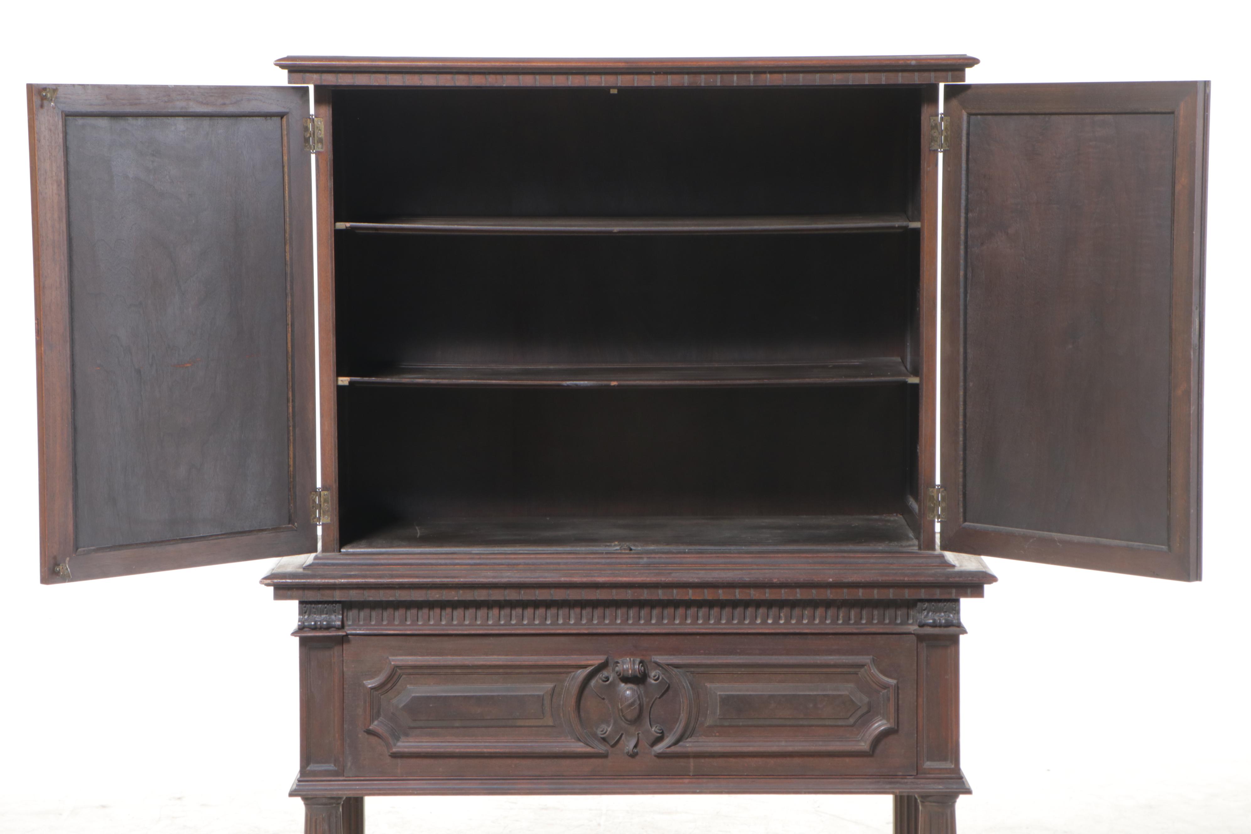 Henshaw's Furniture Renaissance Revival Walnut and Burl Walnut China Cabinet
