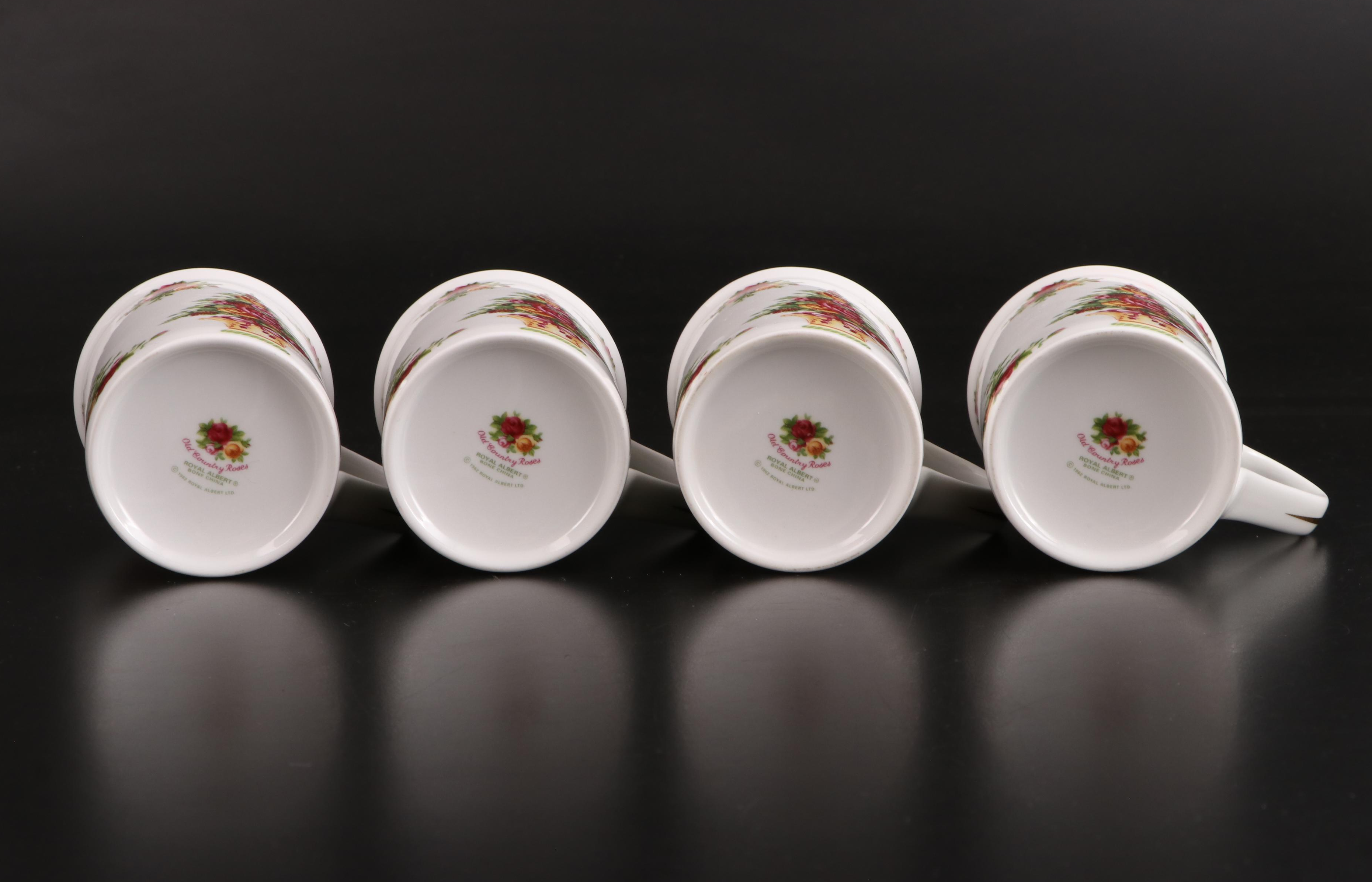 Royal Albert "Old Country Roses" China Teapot and Four Mugs with Cake Stand