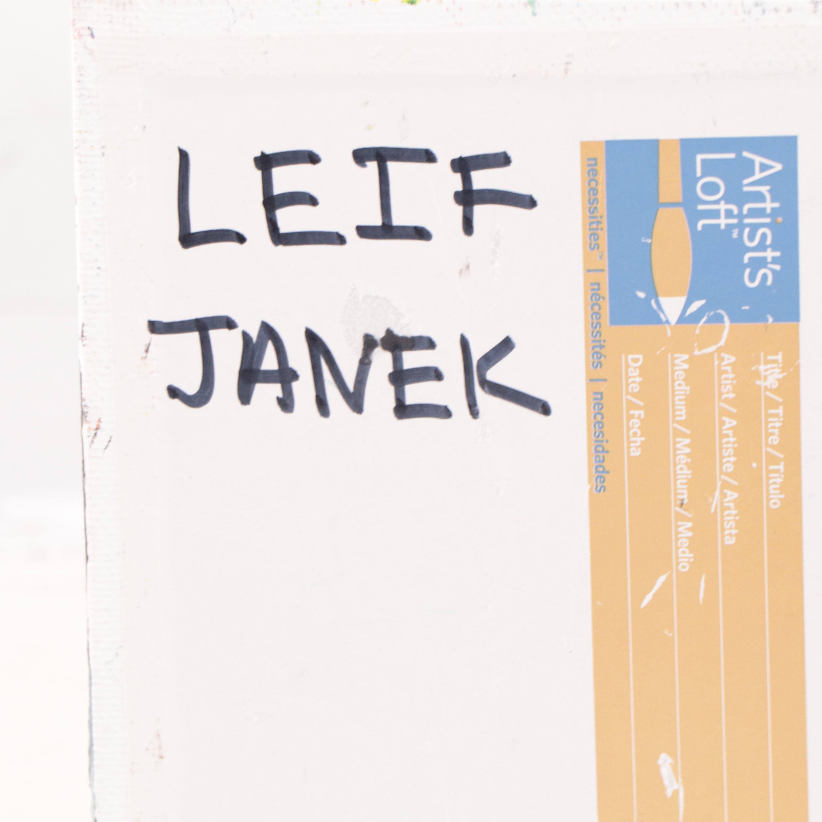 Leif Janek Abstract Acrylic Painting of Cherry Blossoms, 21st Century