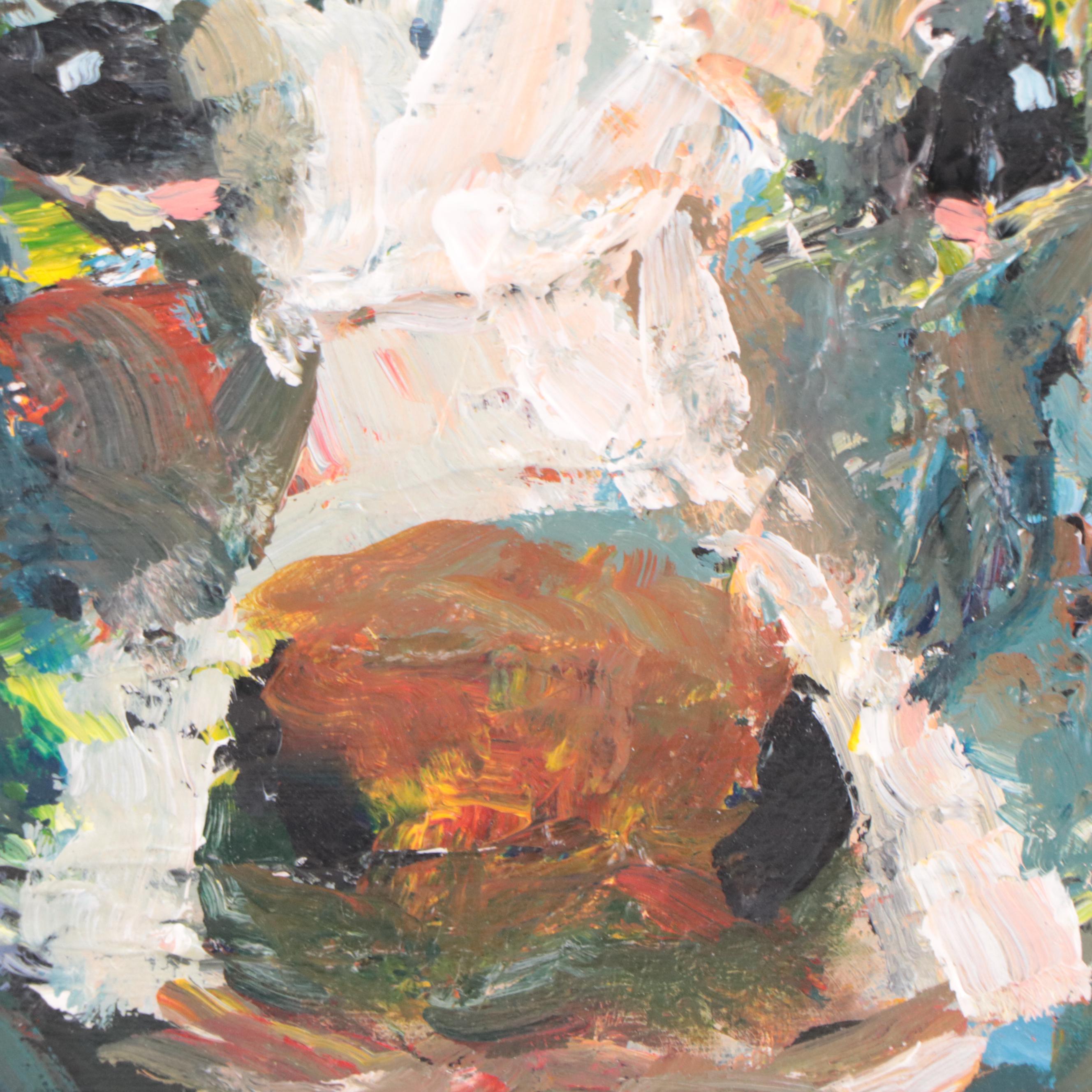 Elle Raines Acrylic Painting of Cow