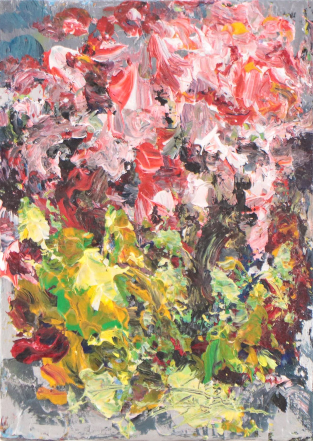 Leif Janek Abstract Acrylic Painting of Cherry Blossoms, 21st Century