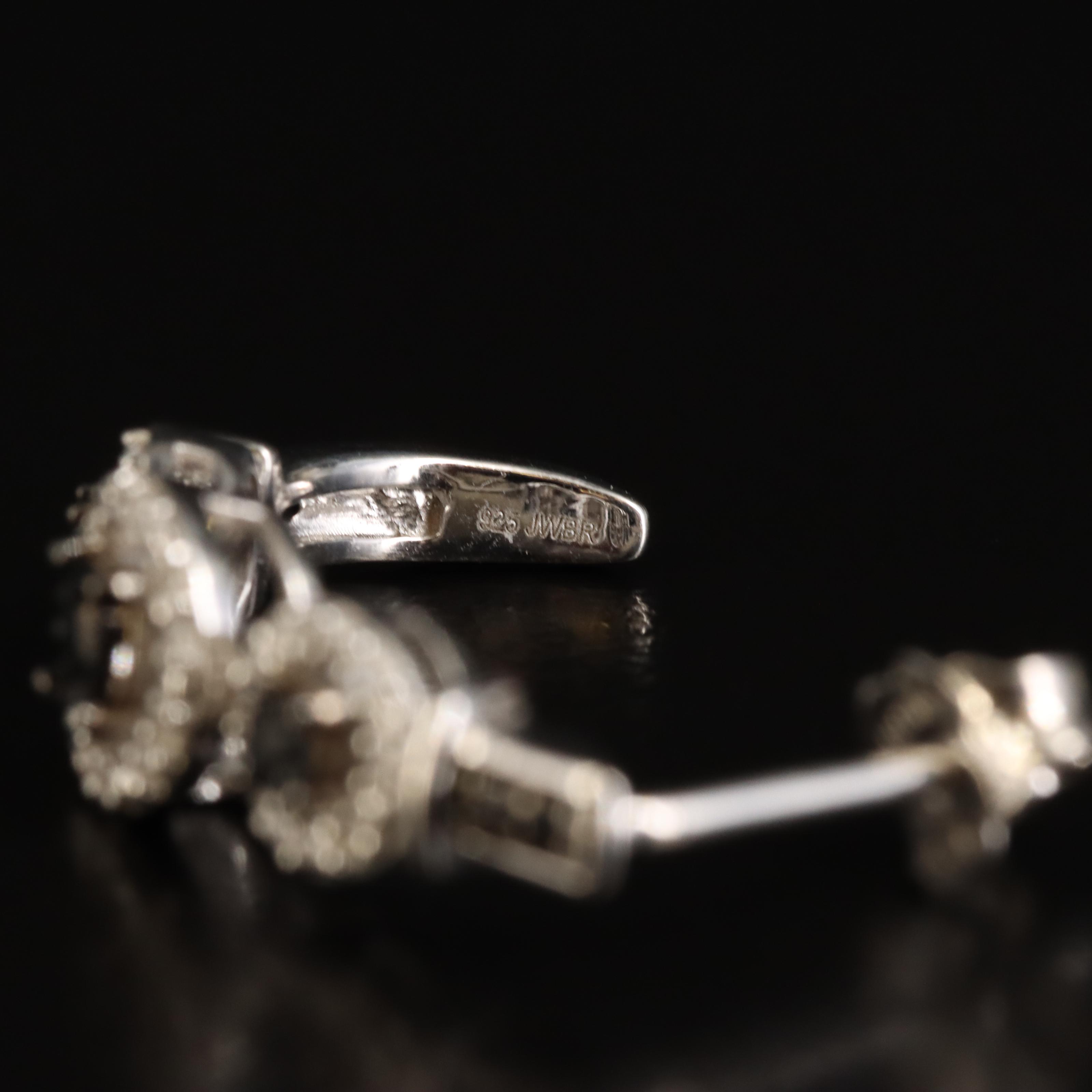 Sterling Diamond J-Hoop Earrings