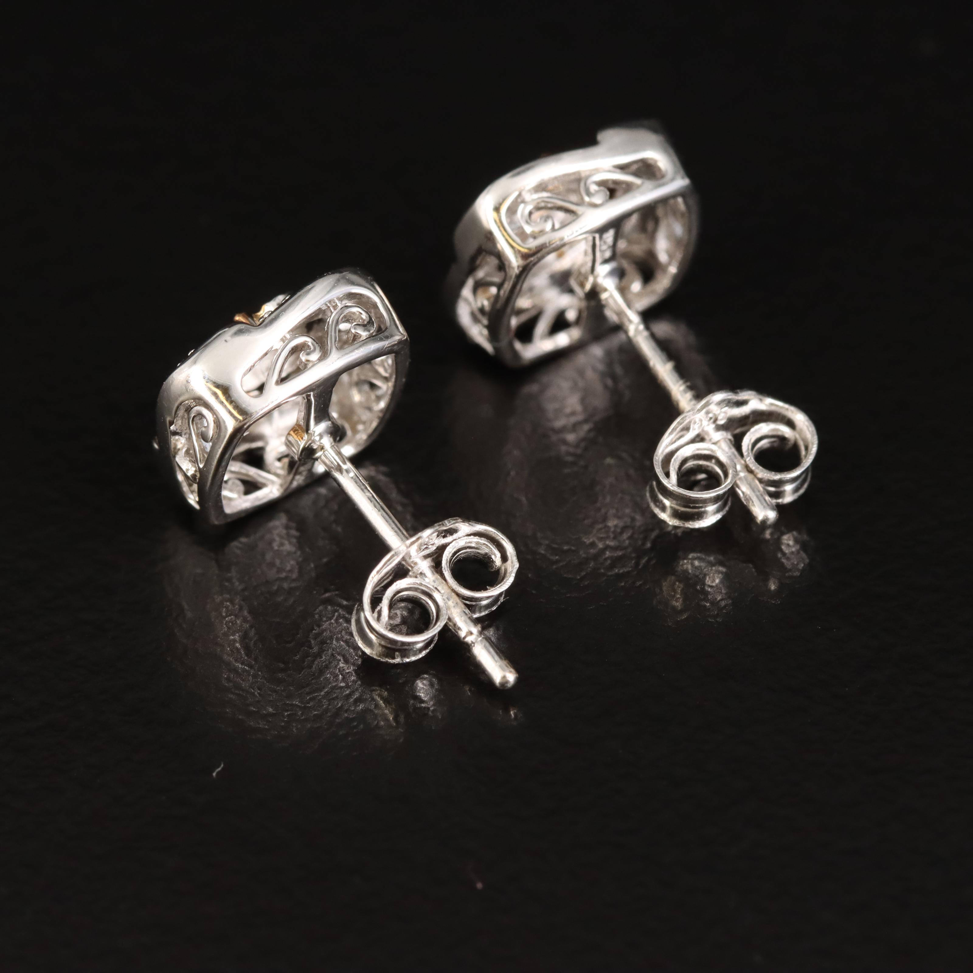 Sterling Diamond Square Stud Earrings