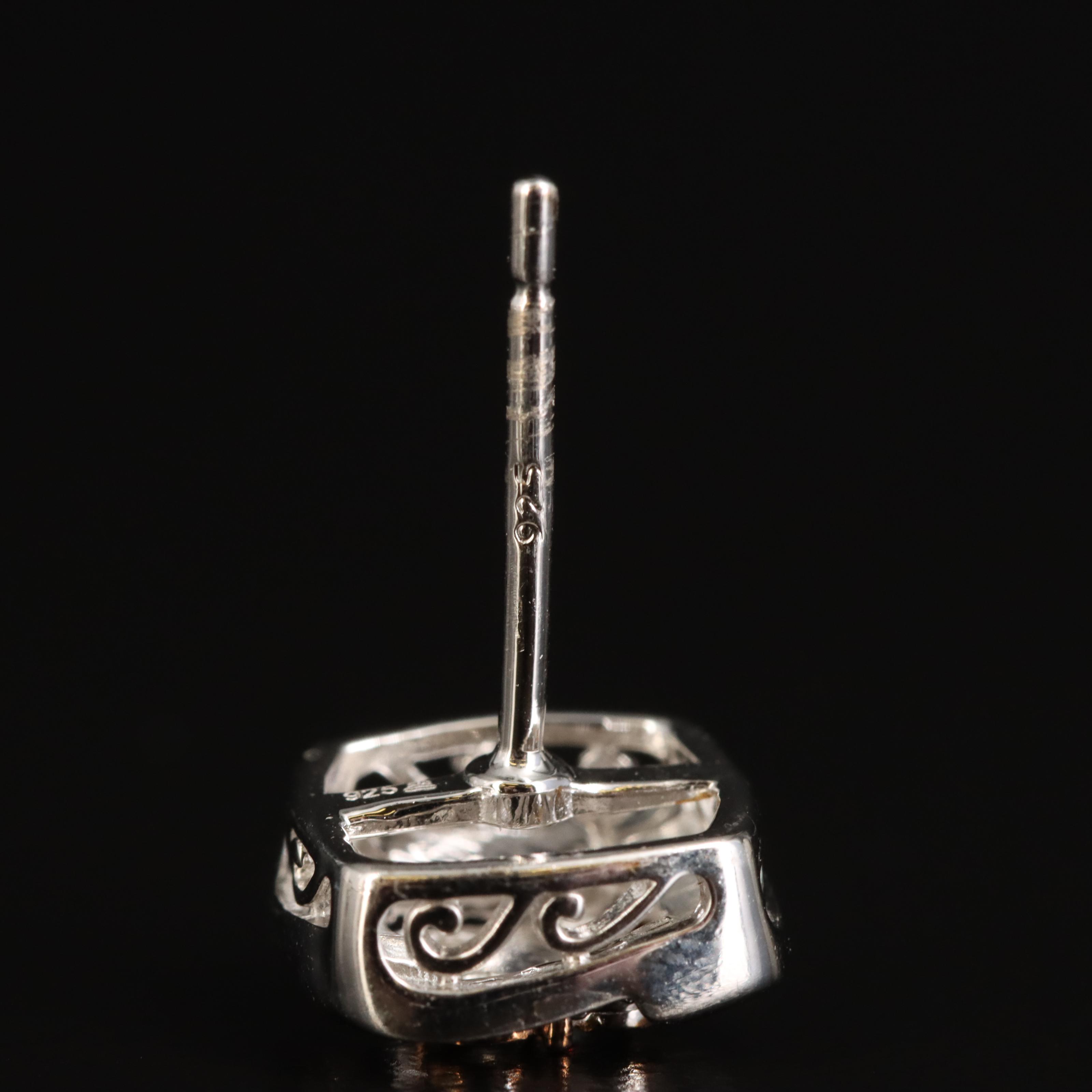 Sterling Diamond Square Stud Earrings