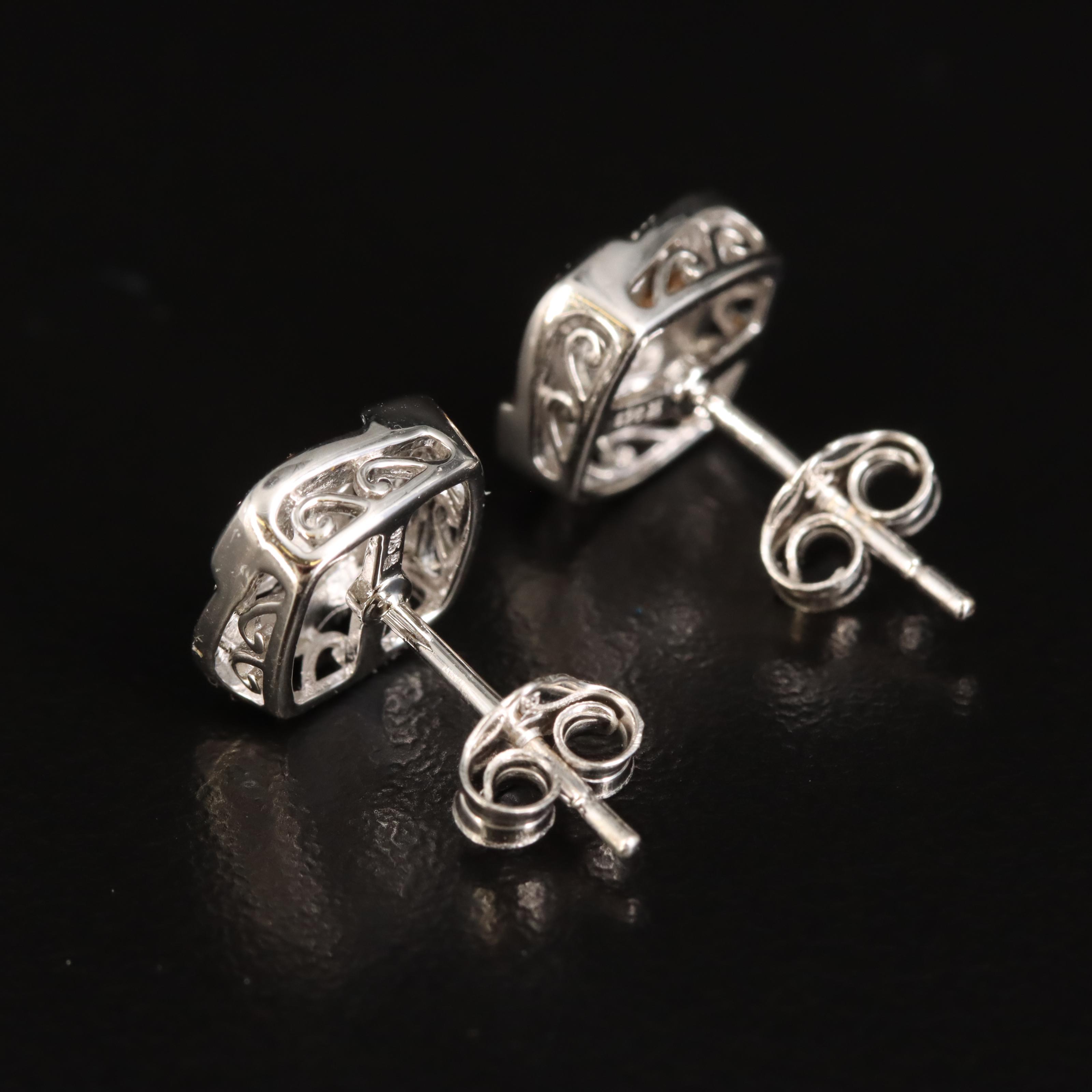 Sterling Diamond Square Stud Earrings