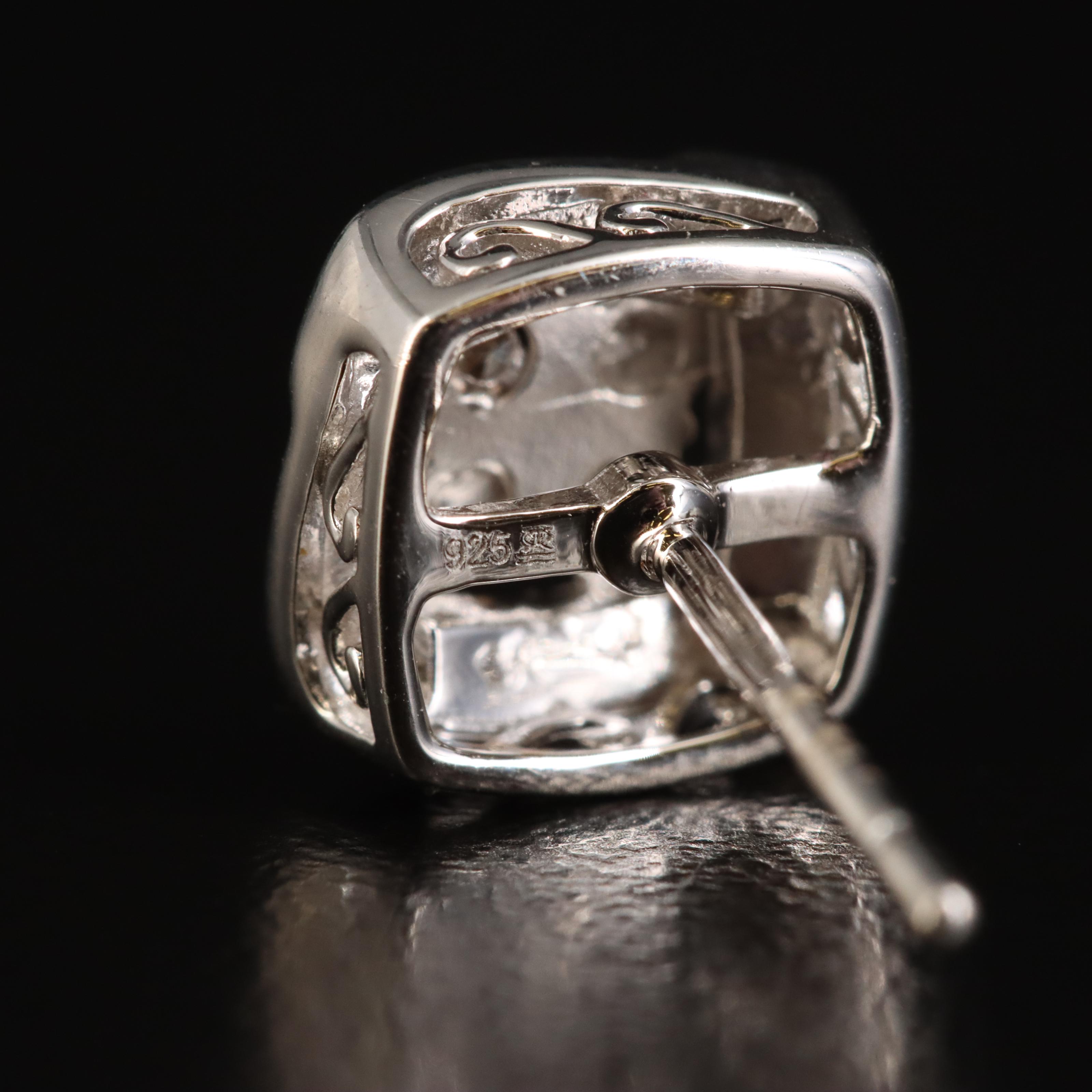 Sterling Diamond Square Stud Earrings